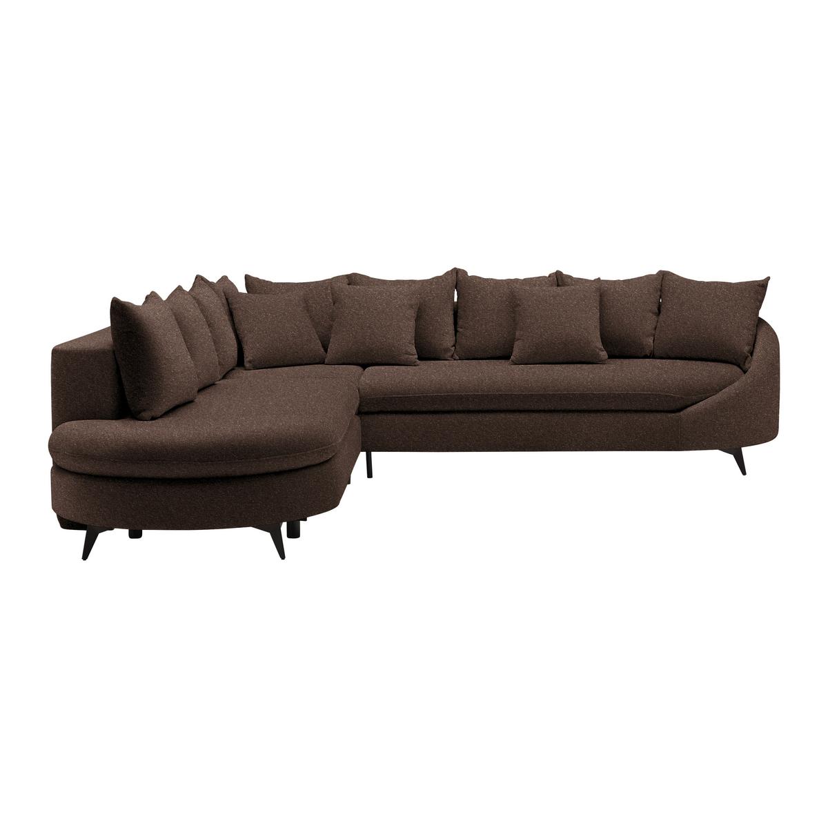 Rohová sedačka AXEL, levá, hnědá tkanina - černá/hnědá, Moderní, kov/textil (250/291cm) - Mömax