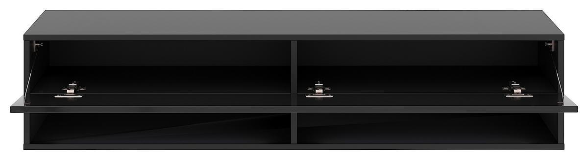 Lowboard Derby 140 - Schwarz Hochglanz/Schwarz, Design, Holzwerkstoff (140/31,5/32,5cm) - Livetastic