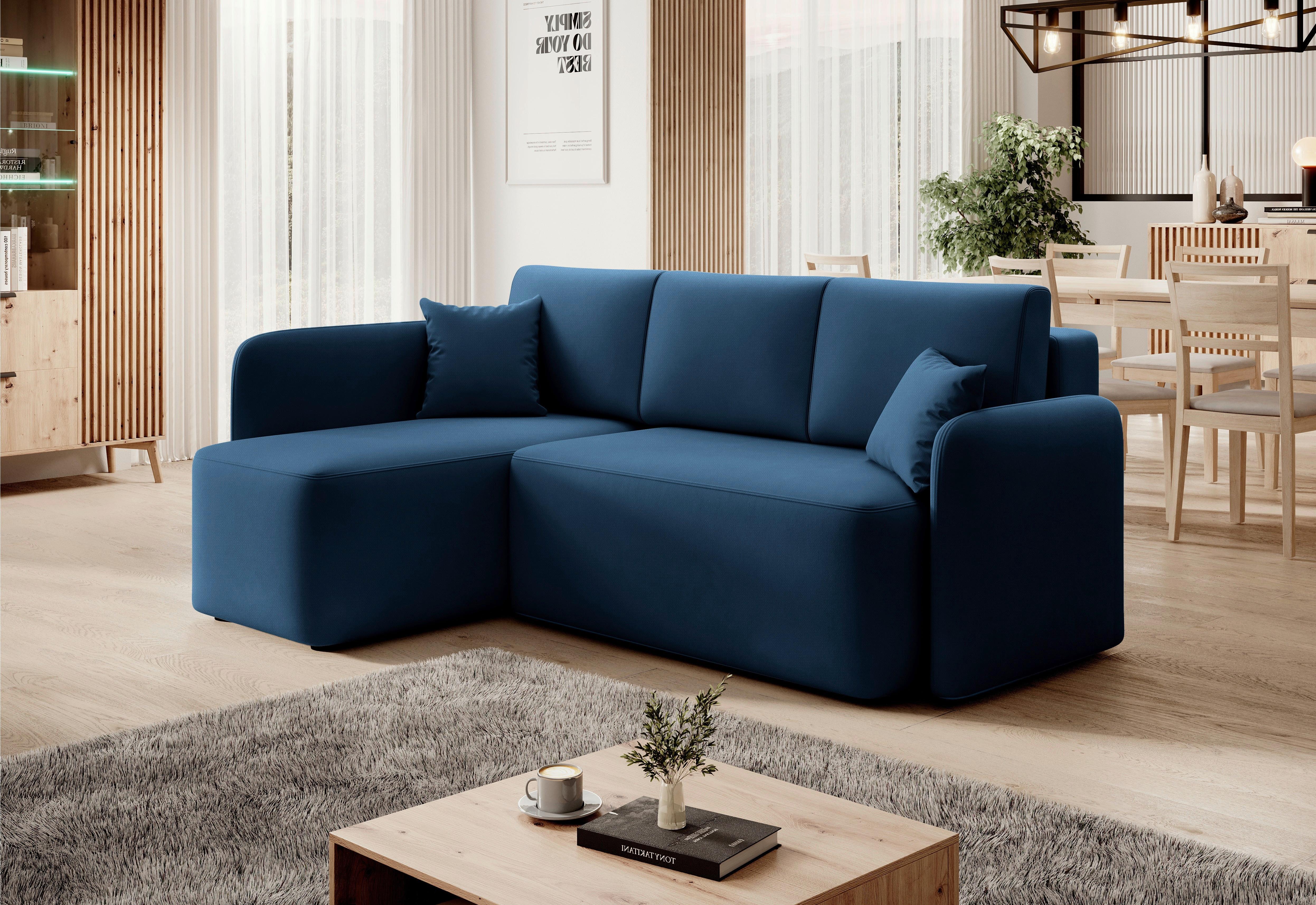 Ecksofa Hadson Blau S: 150x206 cm - Blau/Schwarz, Design, Textil (150/206cm) - MID.YOU