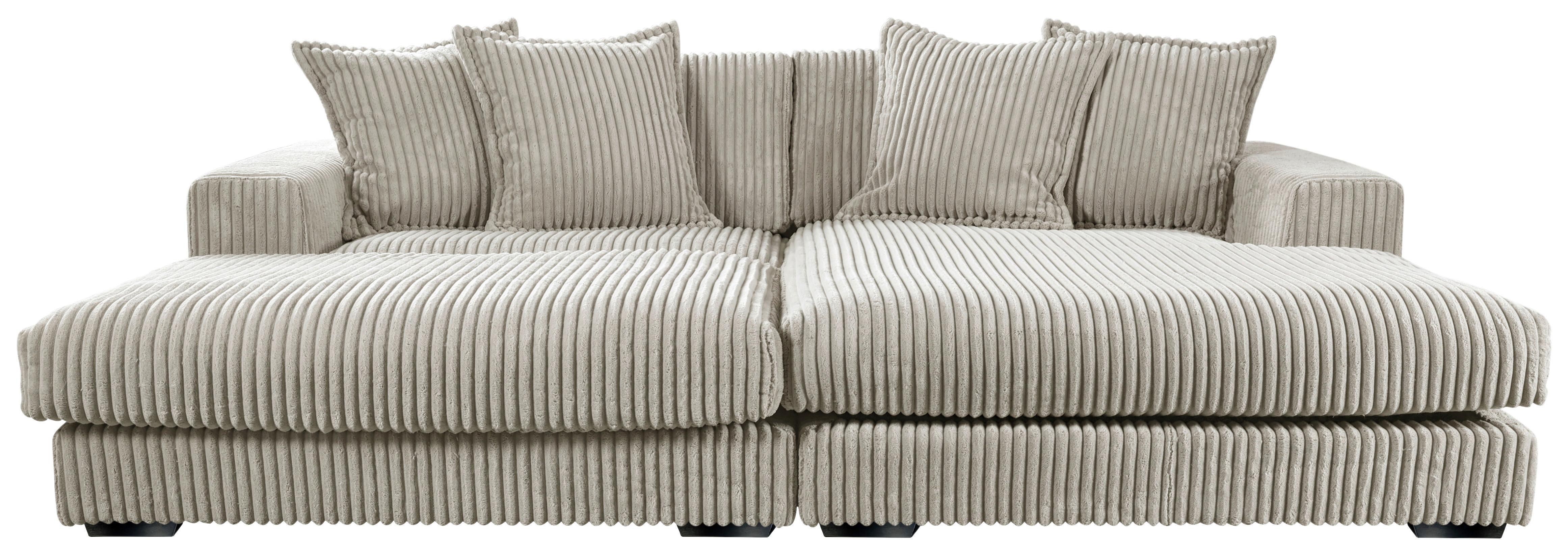 Ecksofa Funny Rechts Hellgrau mit Hocker B: 285 cm - Hellgrau/Schwarz, Basics, Textil (285/195cm) - Livetastic