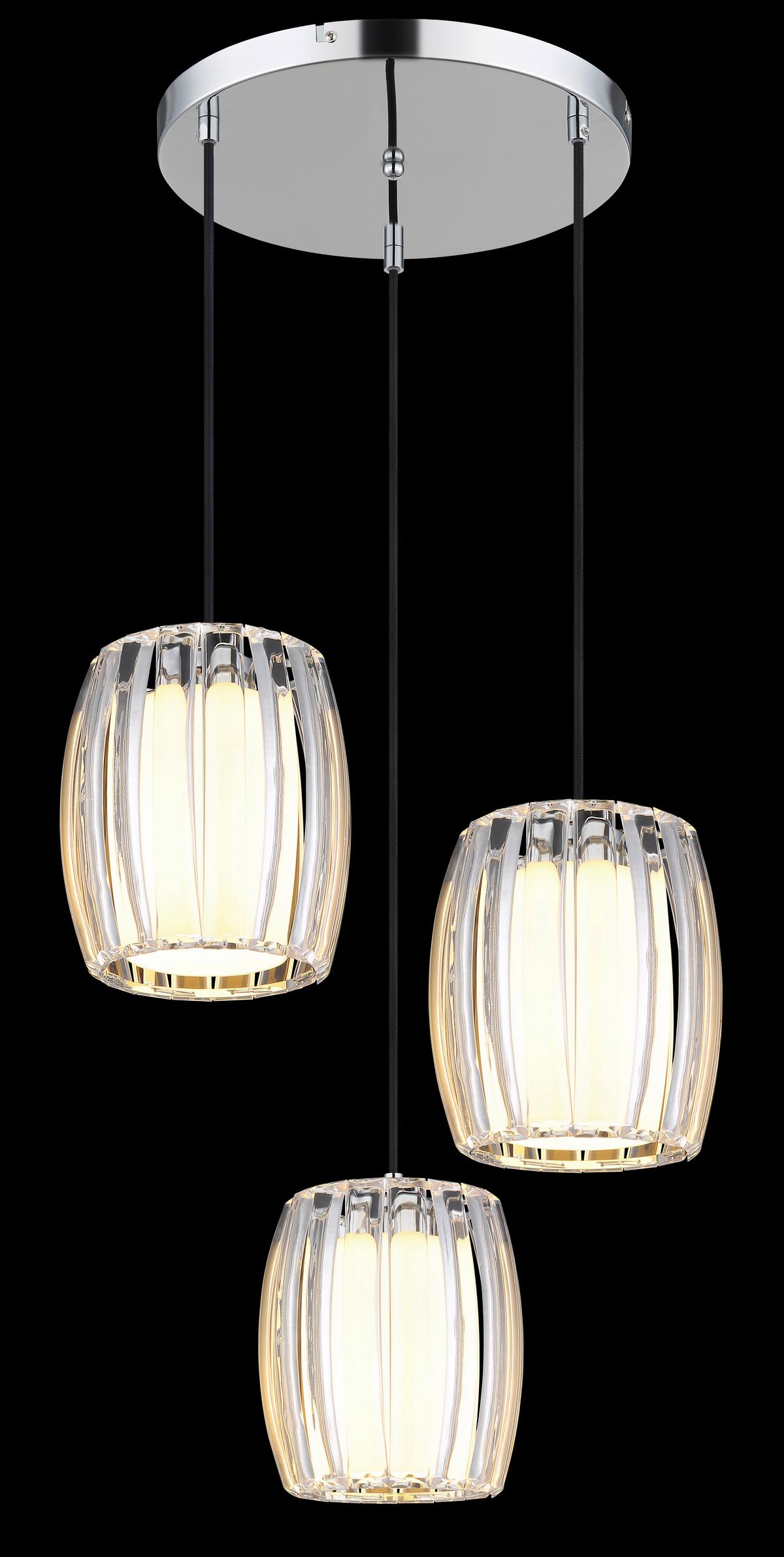 Hängeleuchte Exkl. 3xe27, 60w - Klar/Opal, Design, Glas/Kunststoff (40,5/120cm) - Globo