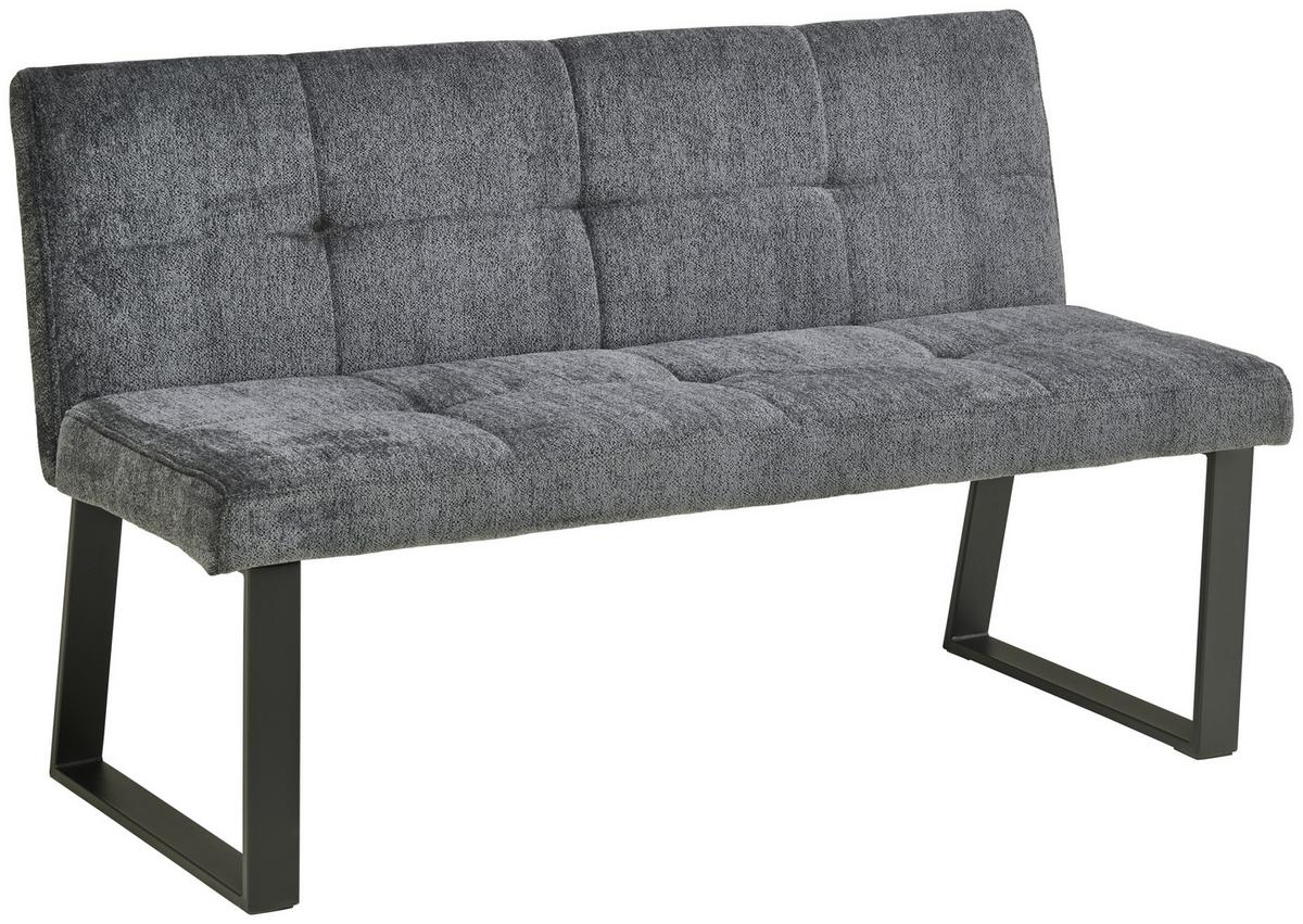 Sitzbank Rico Dunkelgrau, B: 140 cm - Dunkelgrau/Schwarz, LIFESTYLE, Textil/Metall (140/82/44cm) - MID.YOU