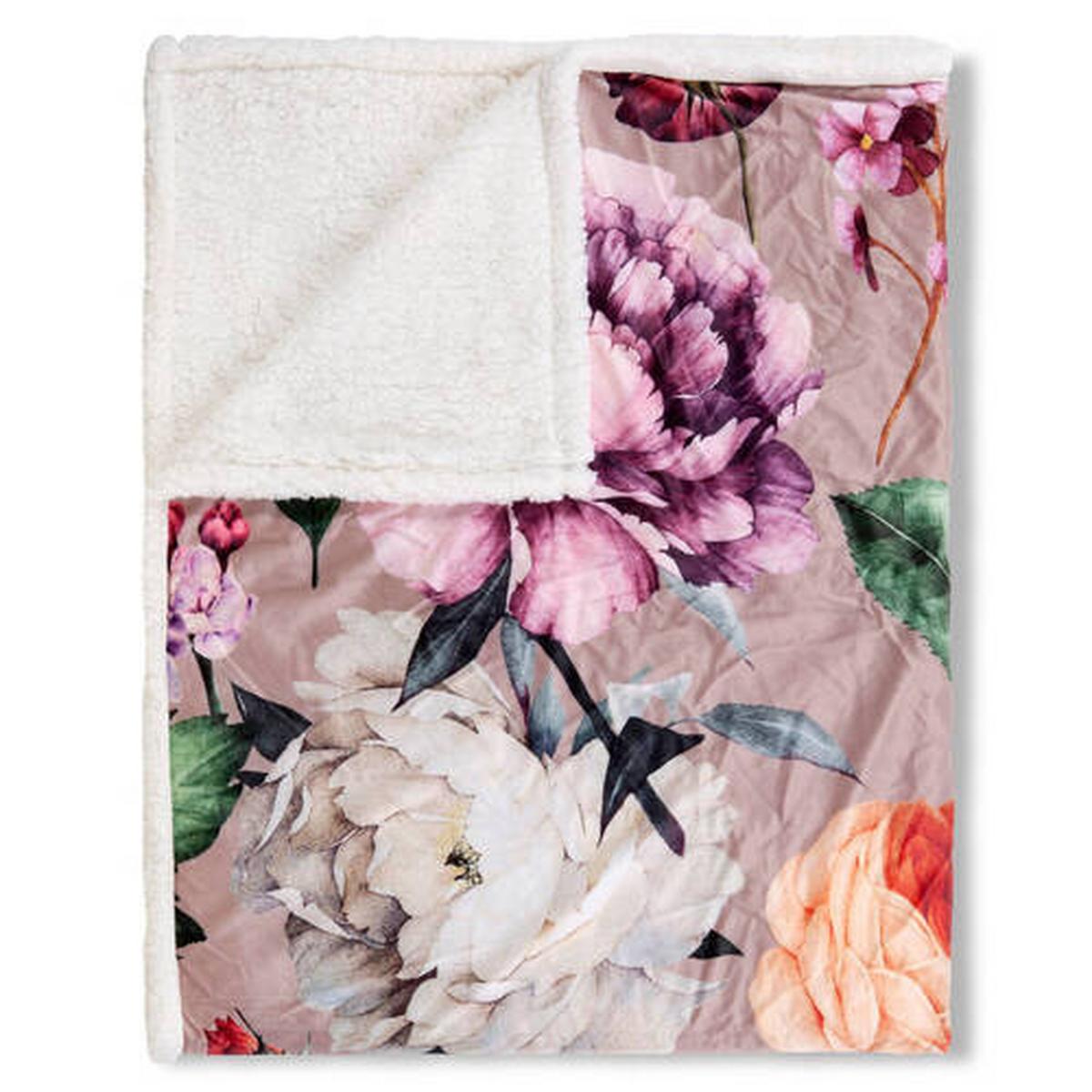 Plaid Fiori Braun Taupe 130x160 cm - Taupe/Braun, Design, Textil (130/160cm)