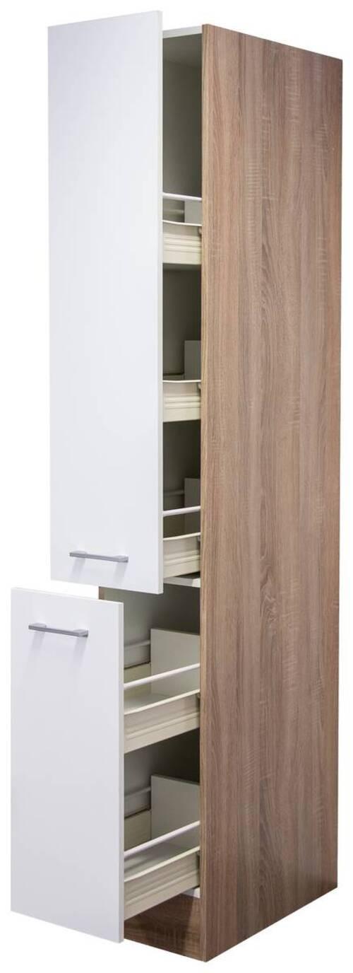 Apothekerschrank Samoa B: 30 cm Weiß 2 Auszüge 5 Ablagen