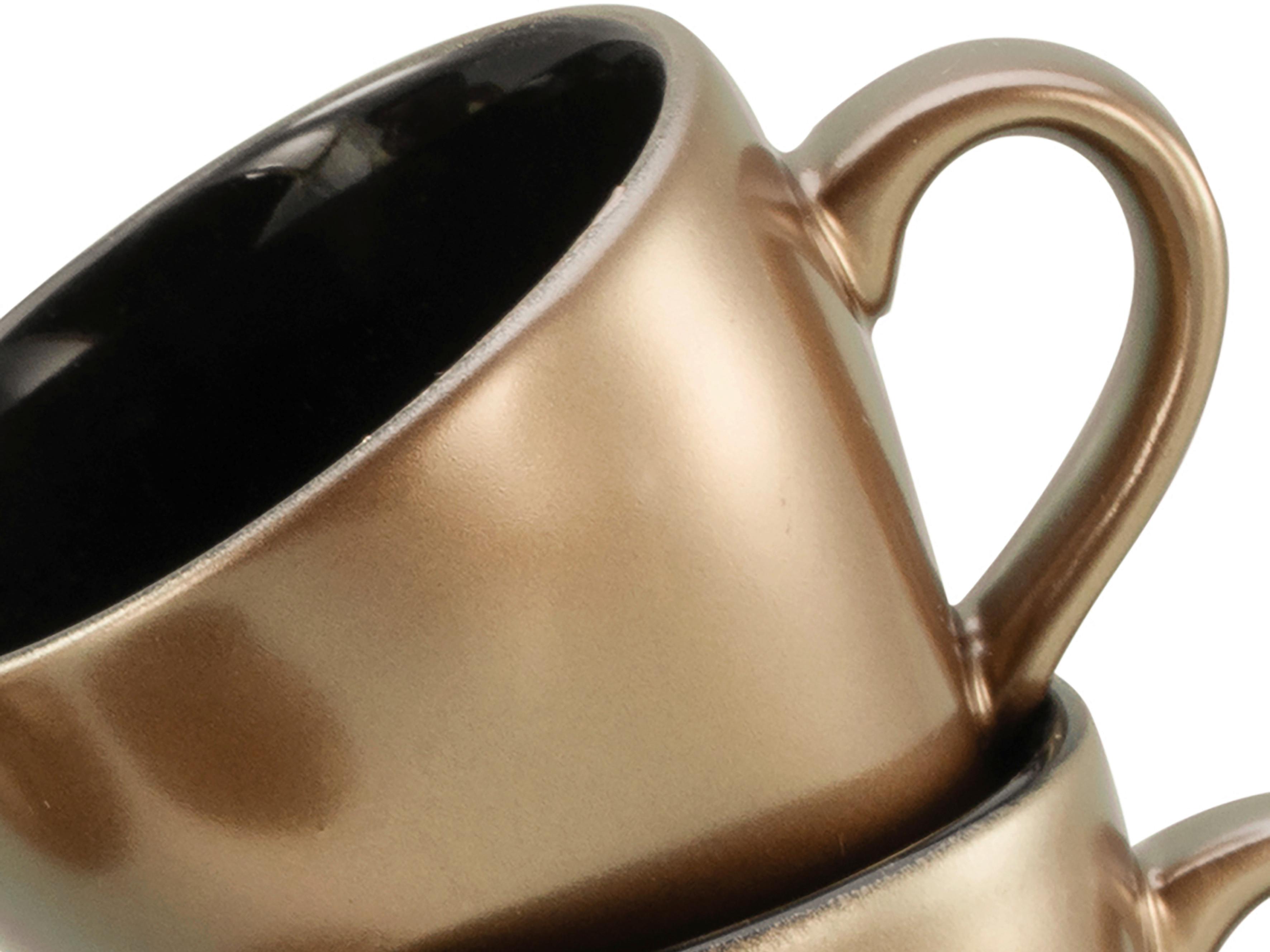 Espressotasse Mit Untertasse Golden Days Schwarz/goldfarben - Goldfarben/Schwarz, Basics, Keramik - Creatable