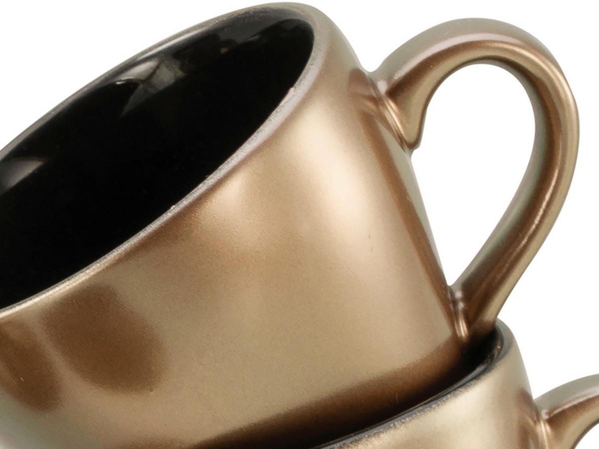 Espressotasse Mit Untertasse Golden Days Schwarz/goldfarben - Goldfarben/Schwarz, Basics, Keramik - Creatable