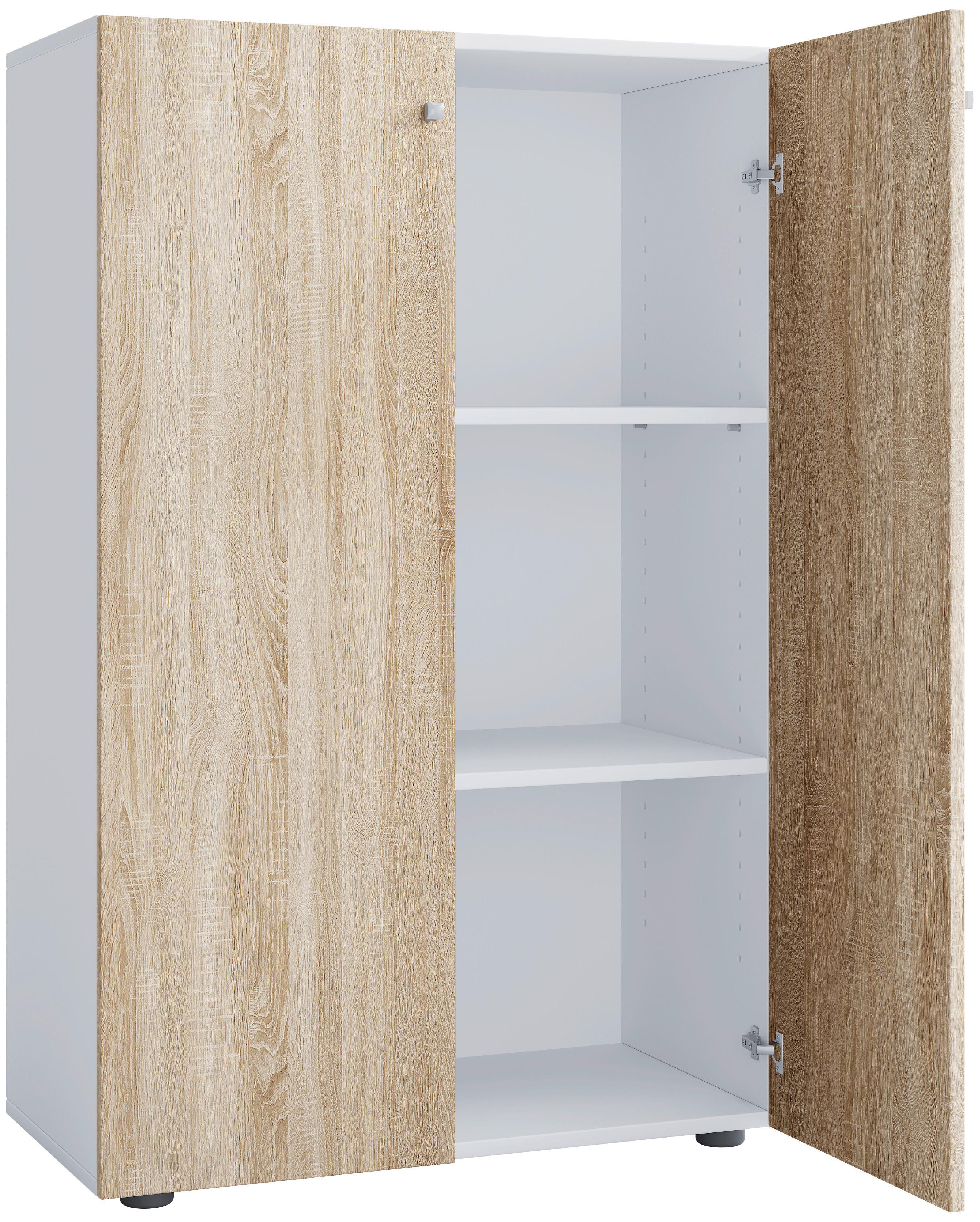Aktenschrank Lona Weiß, Eiche Dekor B: 70cm - Weiß/Sonoma Eiche, Design, Holzwerkstoff (70/110/39cm) - MID.YOU