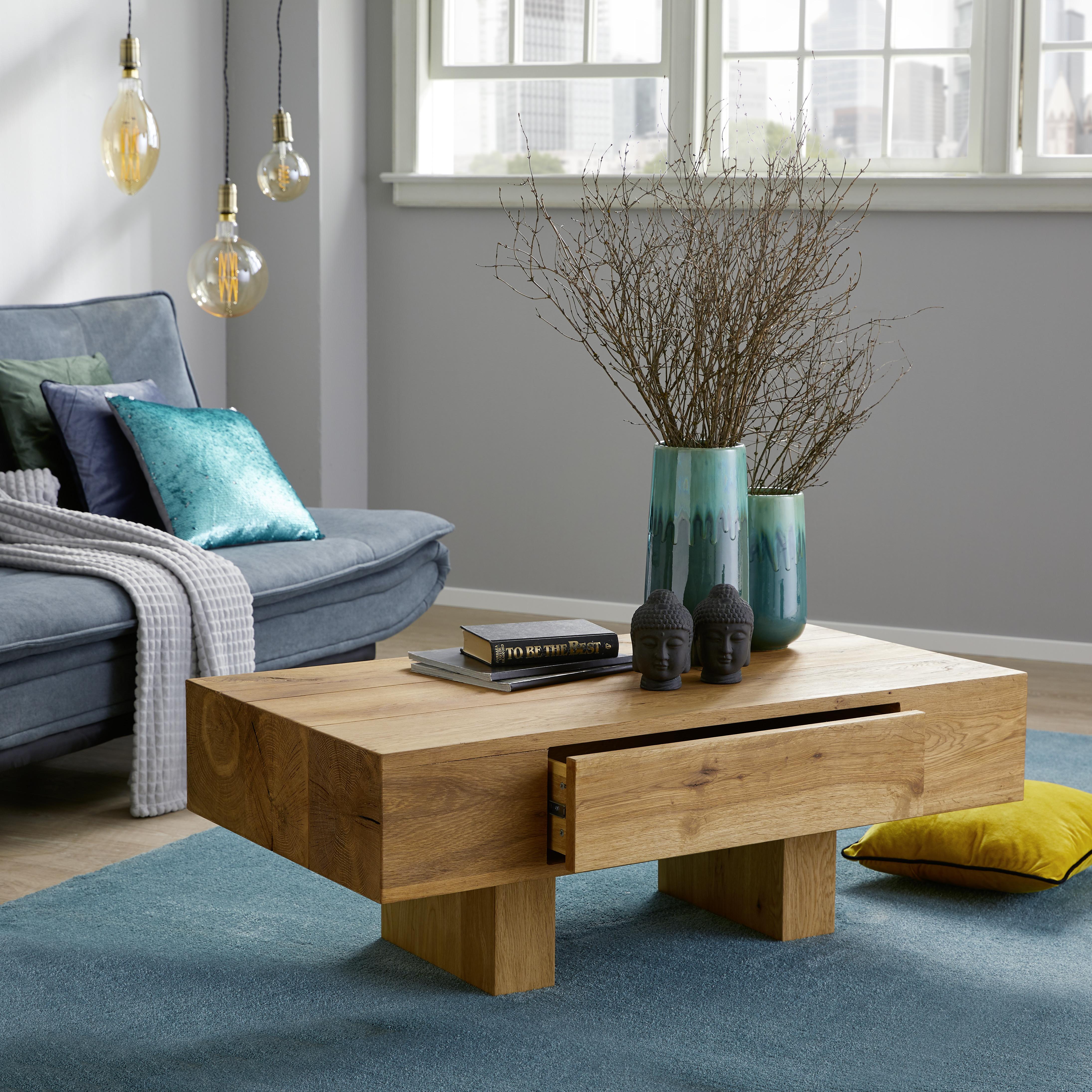 Couchtisch mit Lade Nature, Wildeiche Dekor - Eichefarben, MODERN, Holzwerkstoff (110/40/60cm)