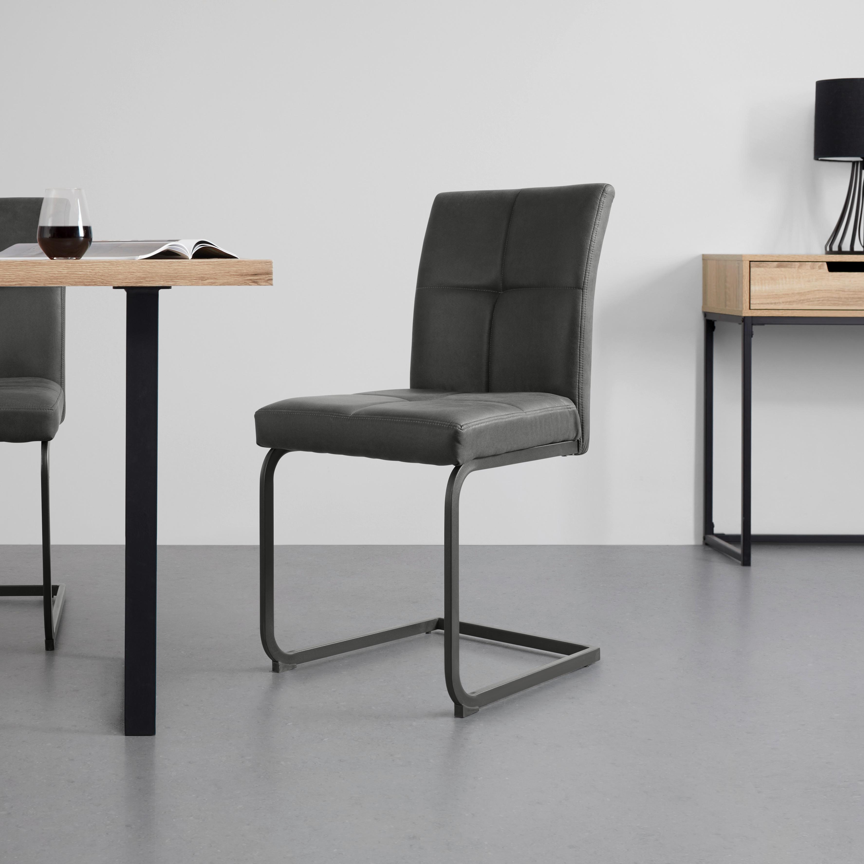 Stolička s pružným podnožím COOPER - čierna/sivá, Modern, kov/textil (45/93/60cm) - Mömax