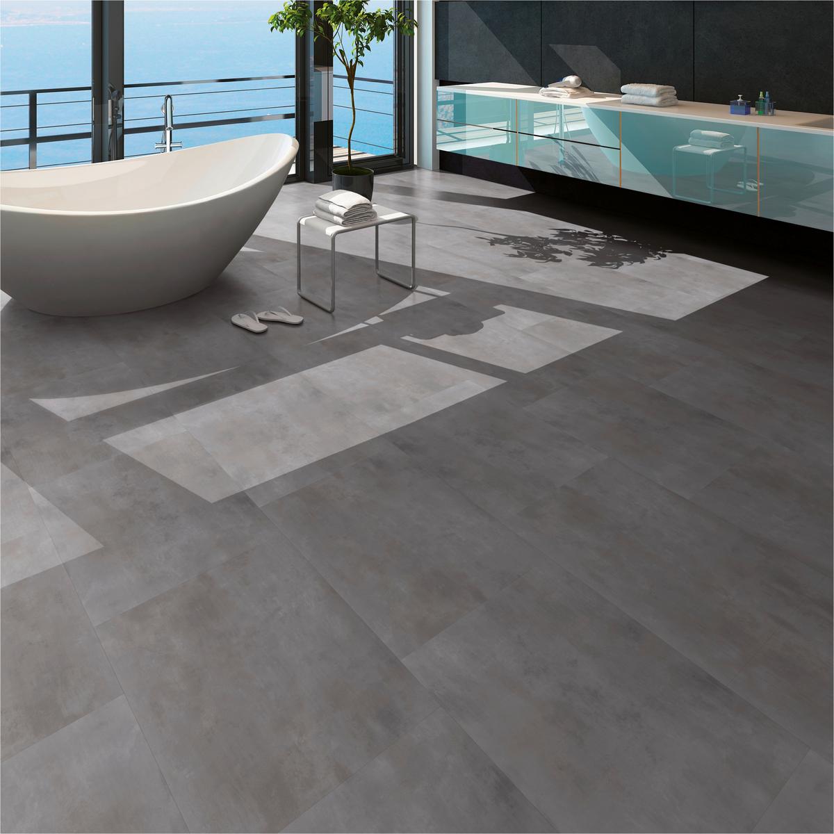 Designboden Steinoptik Grau Stärke 6,5mm - Grau, Basics, Kunststoff (93.5/46.5/0.65cm)