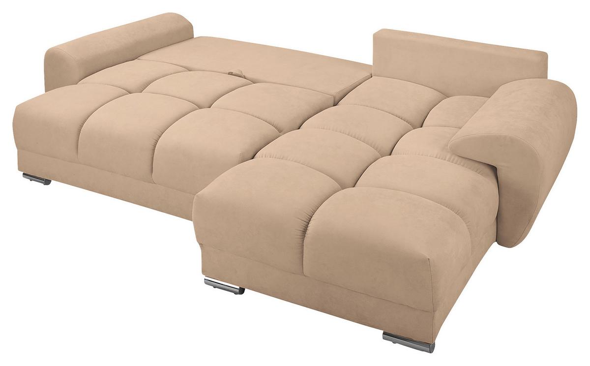 Ecksofa Azzuro Beige S: 256x175 cm - Beige/Silberfarben, Design, Textil (256/175cm) - Livetastic