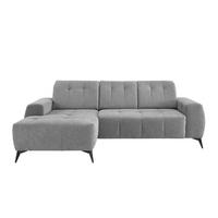 Ecksofa mit USB Anschluss Sano,silberfarben,s:180x258 cm - Silberfarben/Schwarz, MODERN, Textil (180/258cm) - Livetastic