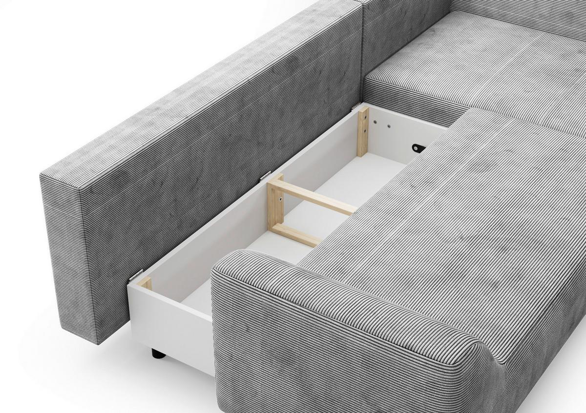 Eckschlafsofa Asolo Hellgrau S: 273x167 cm - Hellgrau/Schwarz, Design, Textil (273/167cm) - MID.YOU