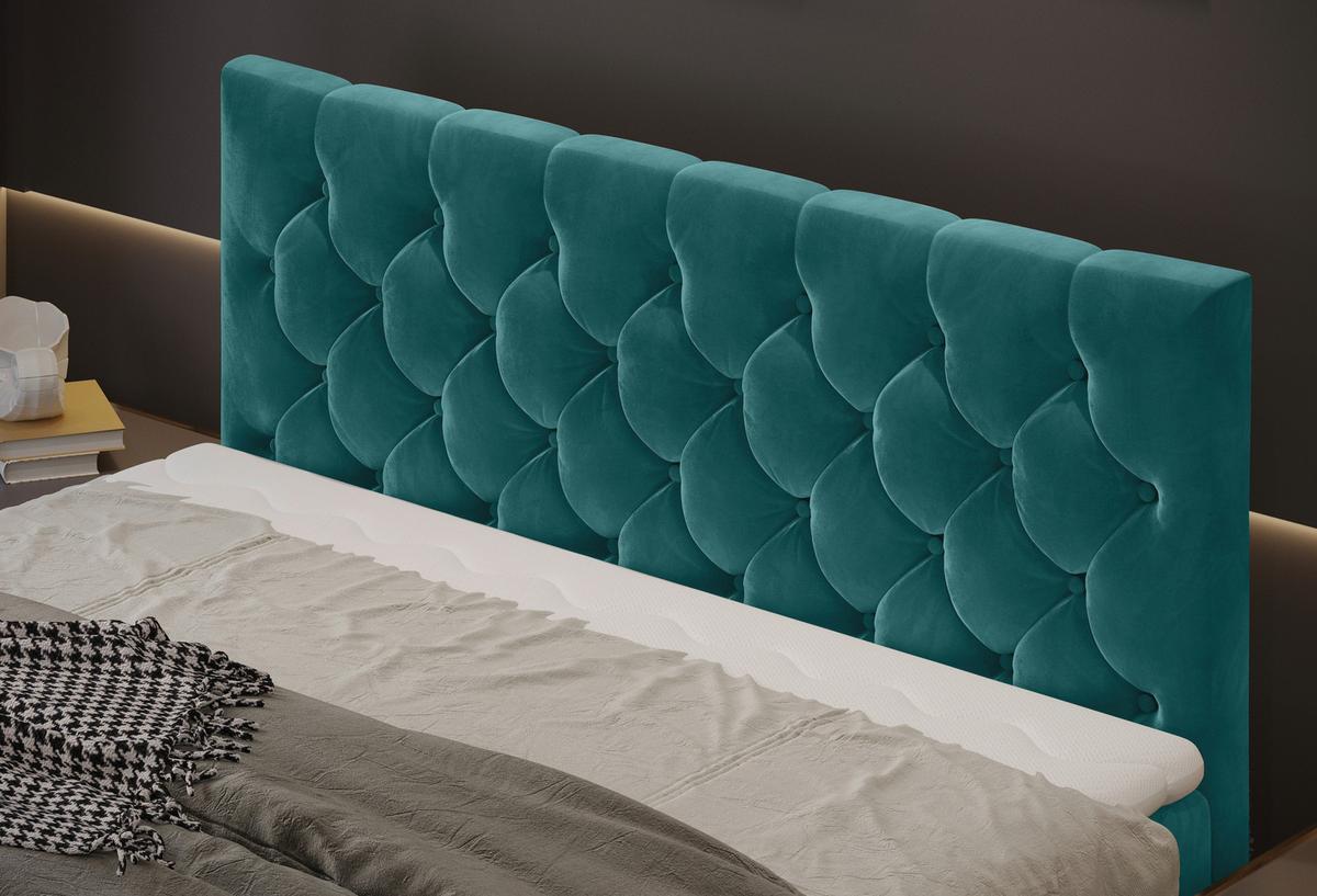 Boxspringbett Swing 9 Petrol 180x200 cm H2 - Beige/Petrol, ROMANTIK / LANDHAUS, Textil (180/200cm) - James Wood