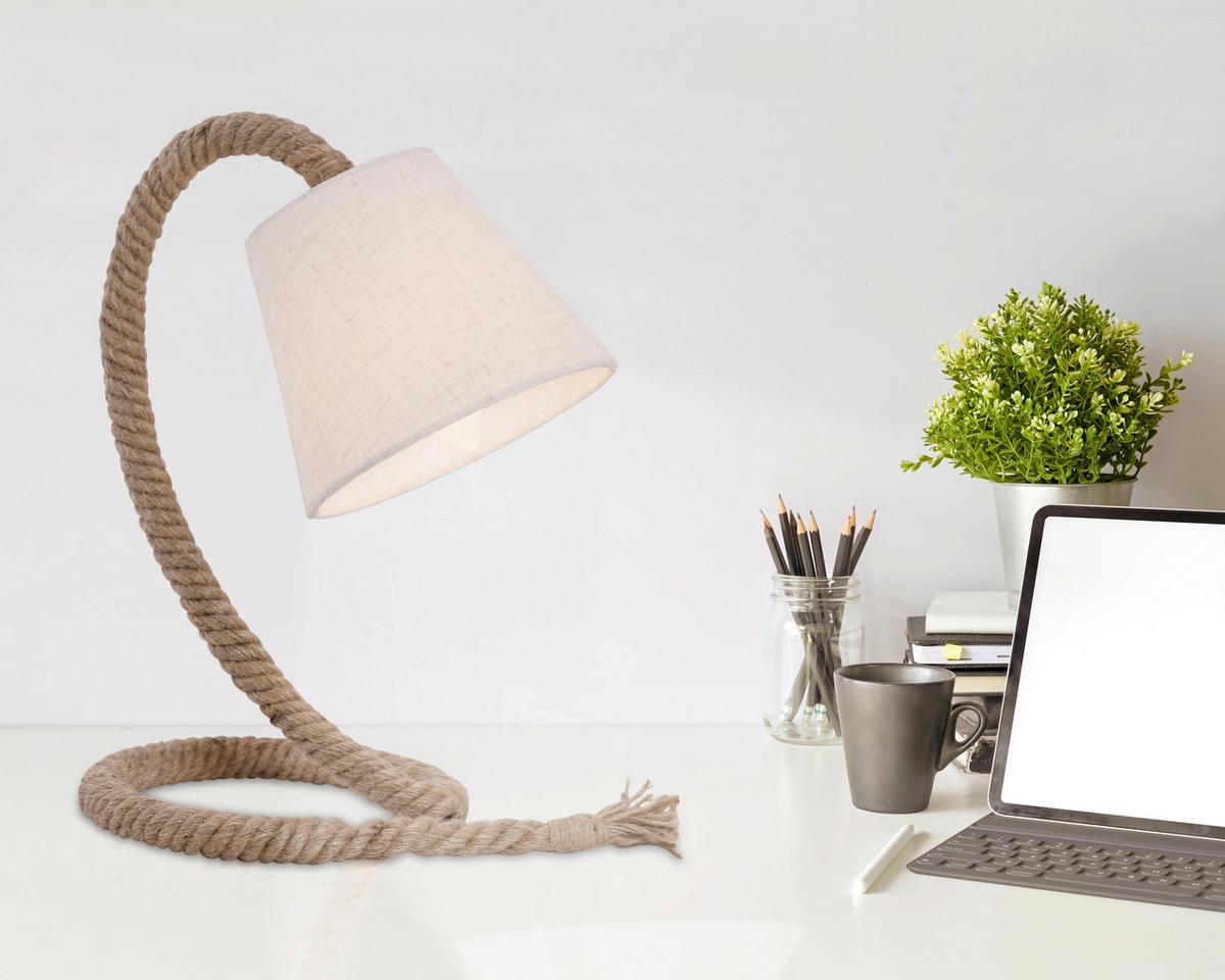 Tischlampe Rope Naturfarben/ Weiß mit Kippschalter - Naturfarben/Weiß, Design, Kunststoff/Textil (26/38cm) - Näve