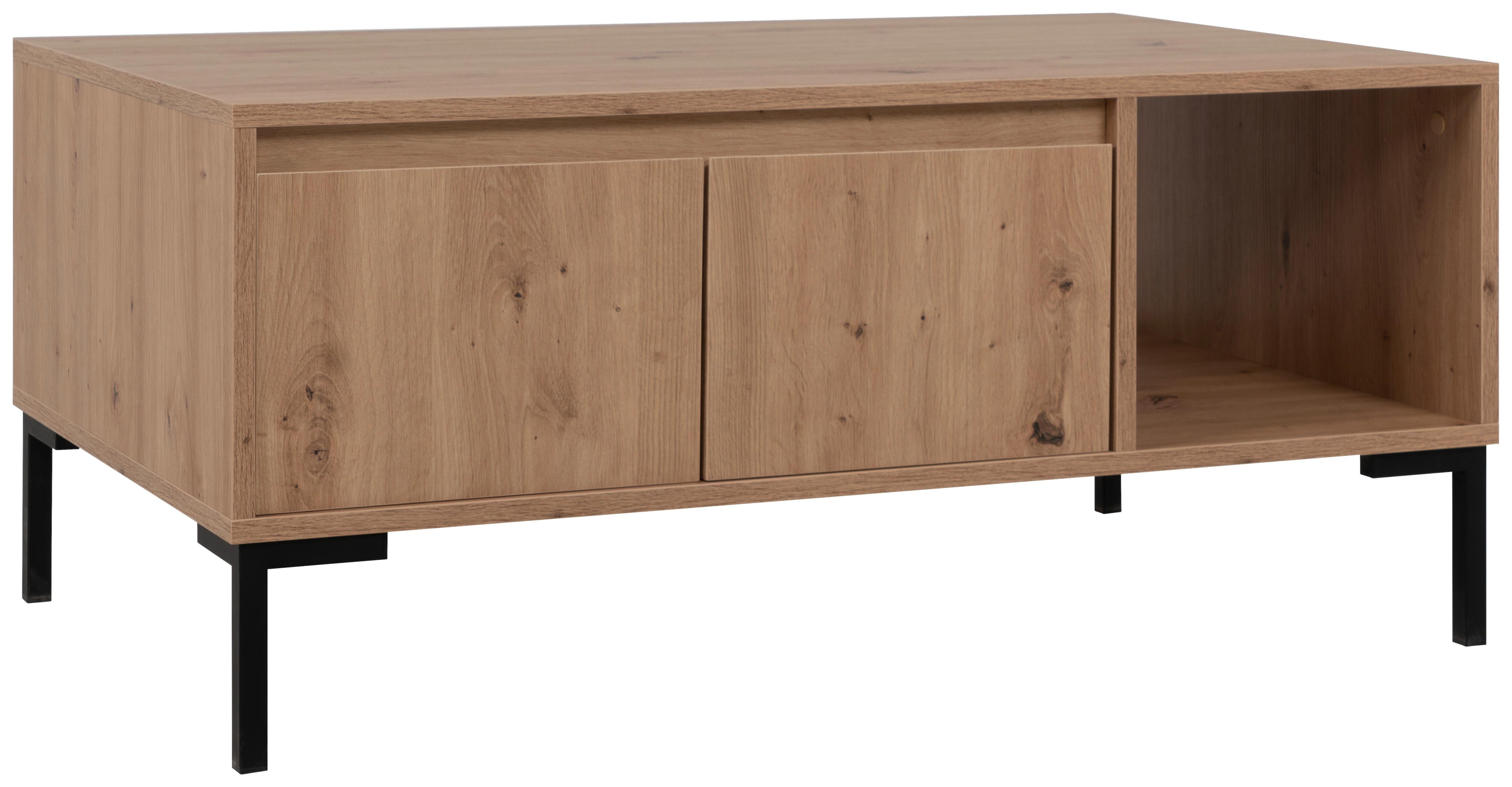 Couchtisch Korsika Eiche Artisan Dekor L: 100cm - Schwarz/Eiche Artisan, Design, Holzwerkstoff/Metall (100/60/43cm) - MID.YOU