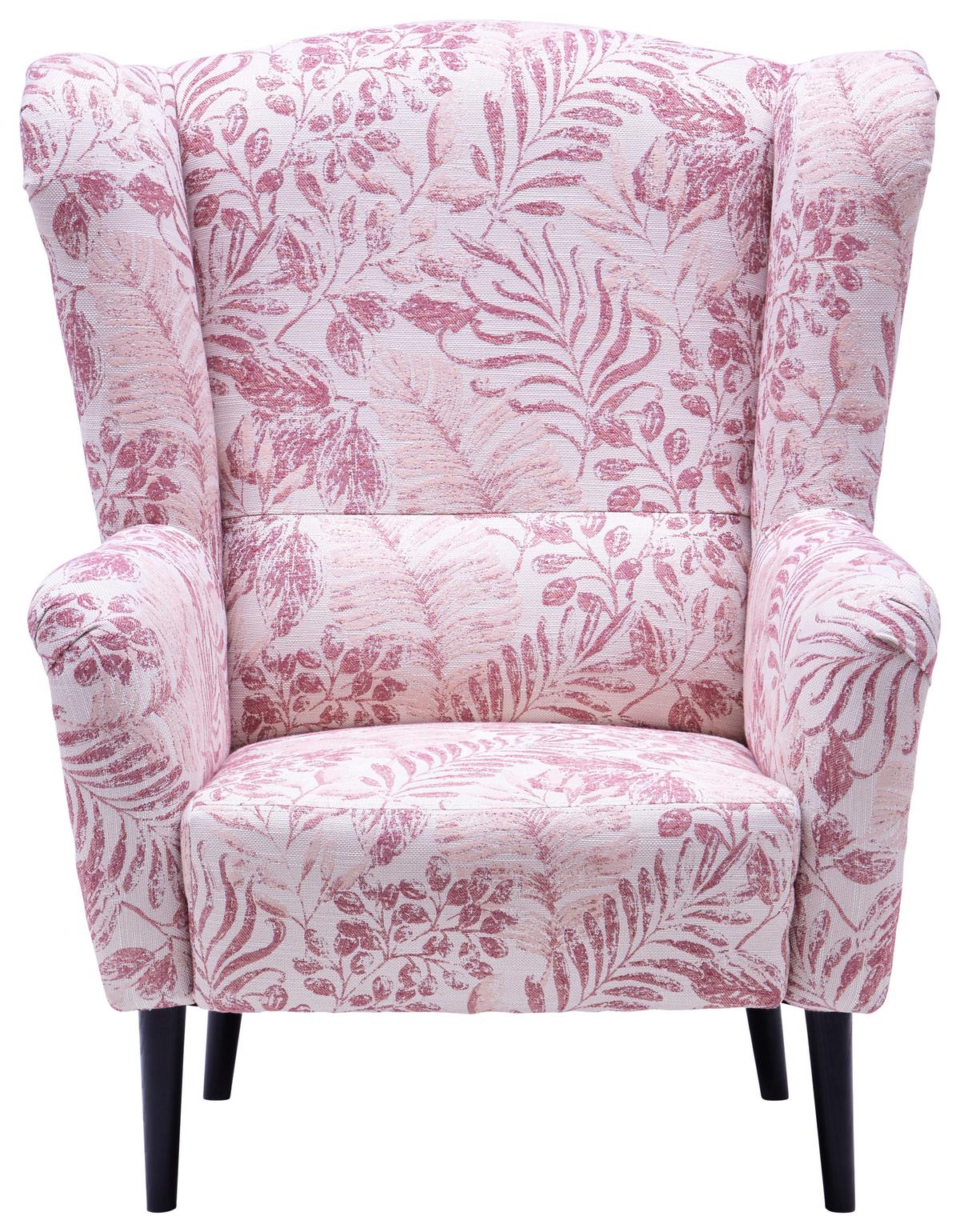 Ohrensessel Ertan Mischgewebe Rosa / Beige - Beige/Schwarz, MODERN, Textil (105/75/85cm)