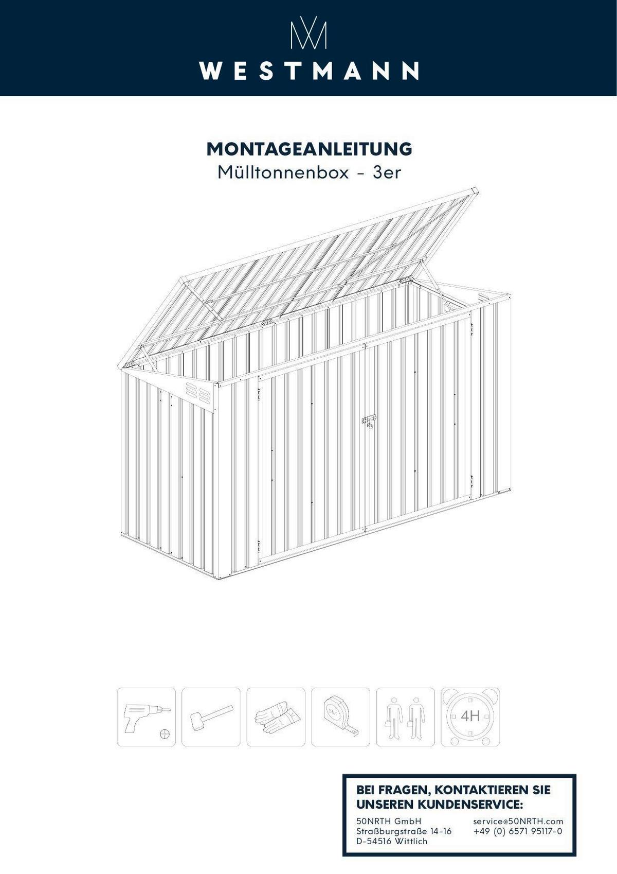 Box na odpadkové koše 240l, kov, 7x3 - tmavě šedá, Basics, kov (235/131/100cm)