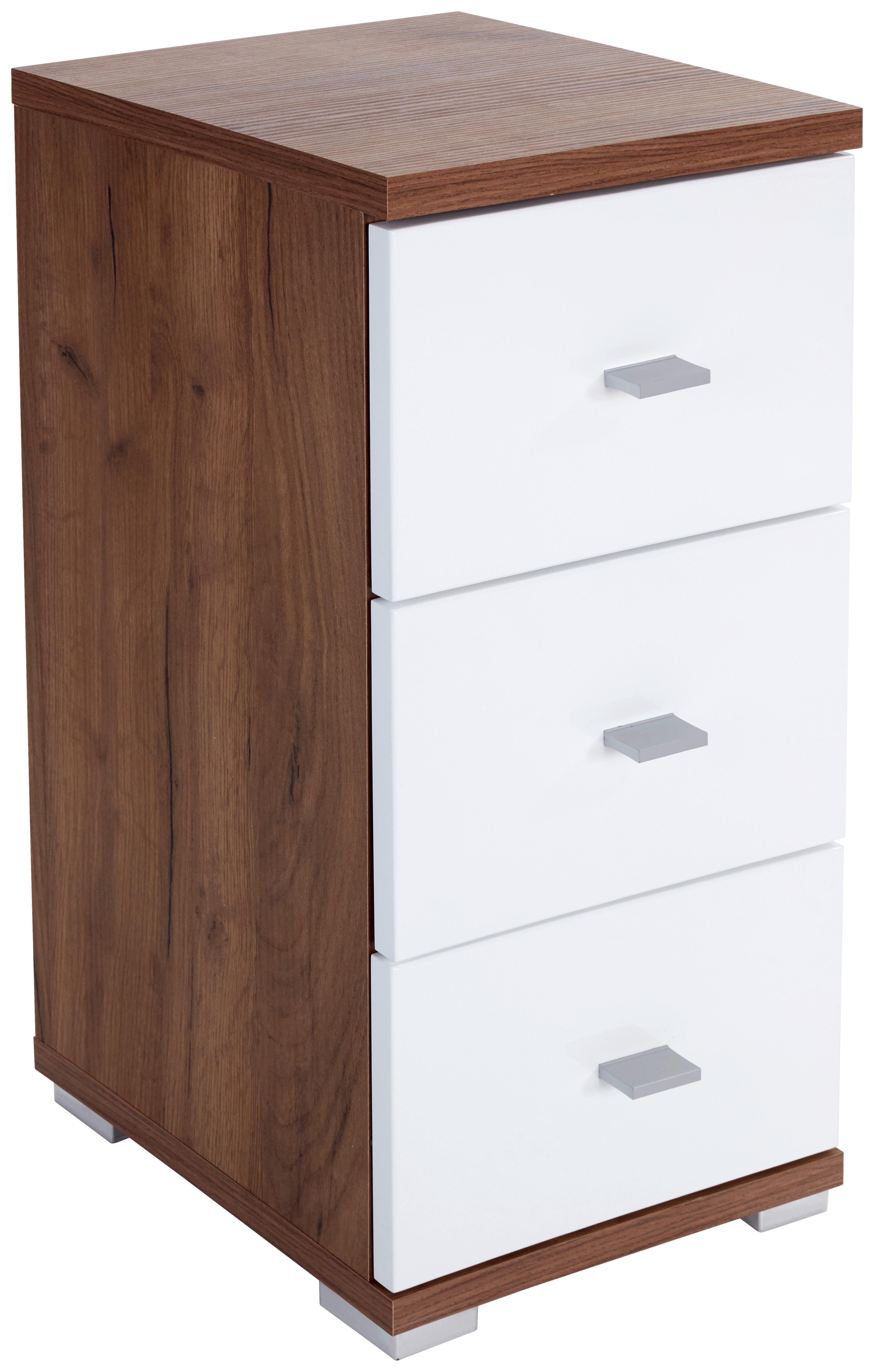 Unterschrank Bari B: 35cm, Eiche Dekor - Eichefarben/Alufarben, KONVENTIONELL, Holzwerkstoff (35/72/31,5cm)