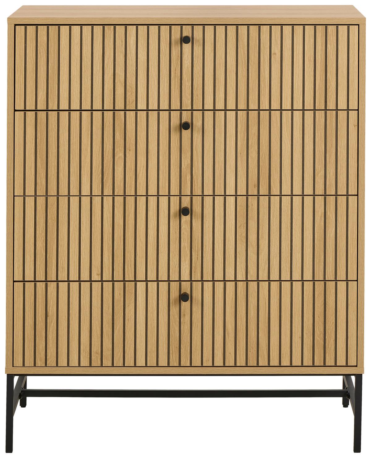 KOMODA ALBANY - černá/barvy dubu, Design, kov/dřevo (80,6/100,1/40cm)