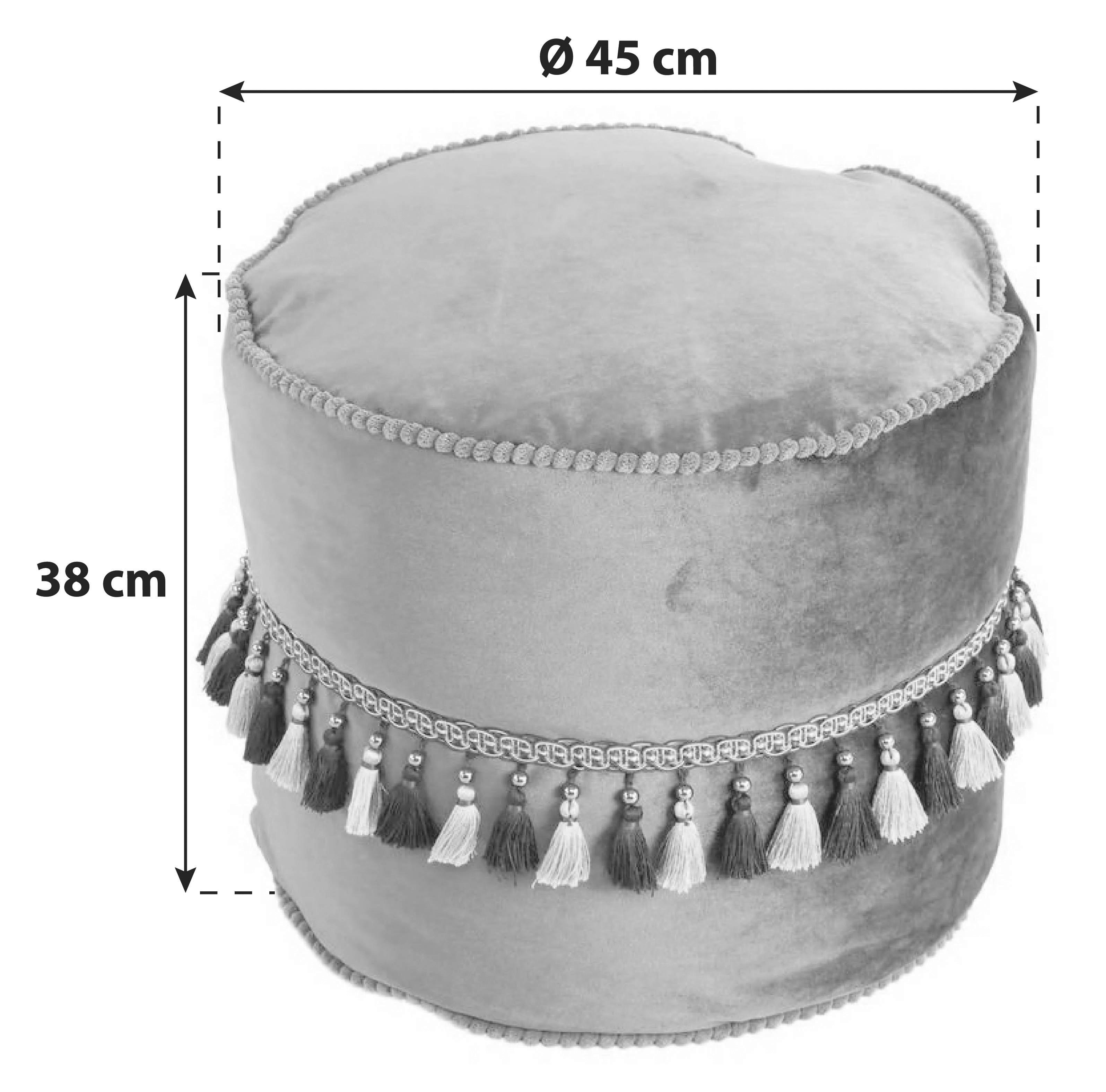 Pouf Taj Mahal Dxh: 45x38 cm Samt Grün mit Reißverschluss