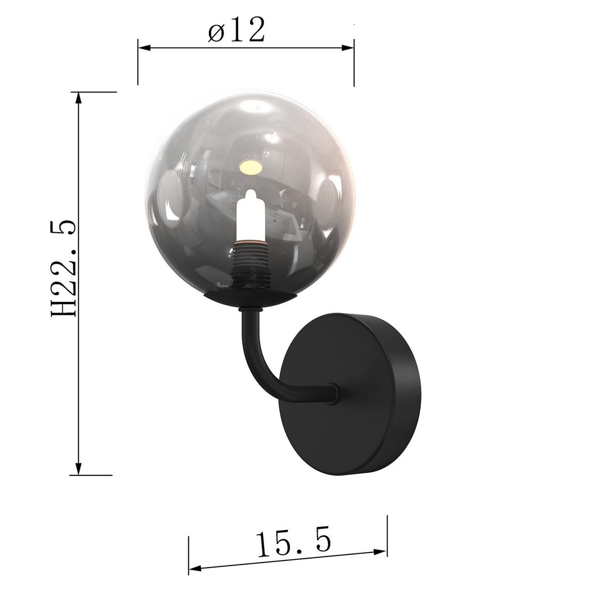 Wandleuchte Paloma Schwarz L: 12 cm - Schwarz, Design, Glas/Metall (12/15/22cm)