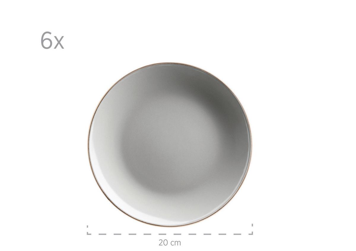 Kombiservice Metallic Rim 6 Personen Geschirr Set - Grau, Basics, Keramik (43/32,5/32cm) - Mäser