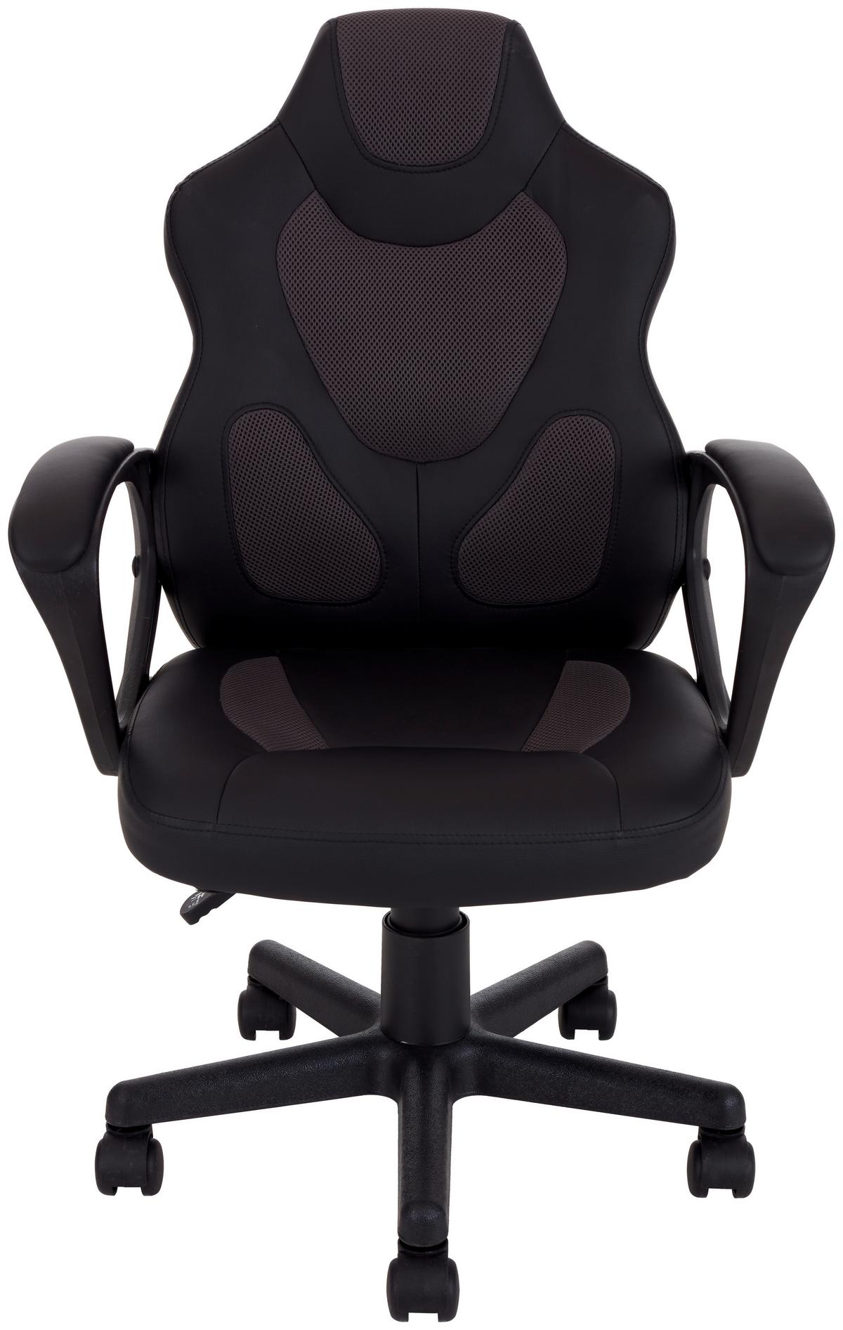 Gaming Stuhl Racer Junior Mit Armstützen, Schwarz - Schwarz/Grau, MODERN, Kunststoff/Textil (57/90-100/54cm)