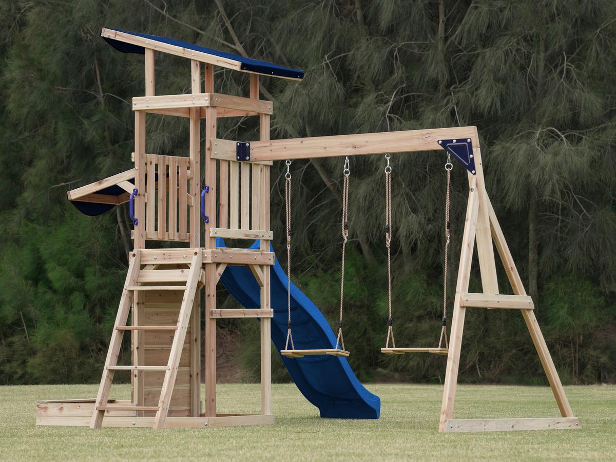 Spielturm A030.502.00 - Blau/Braun, KONVENTIONELL, Holz (345/270/336cm) - Ambia Garden