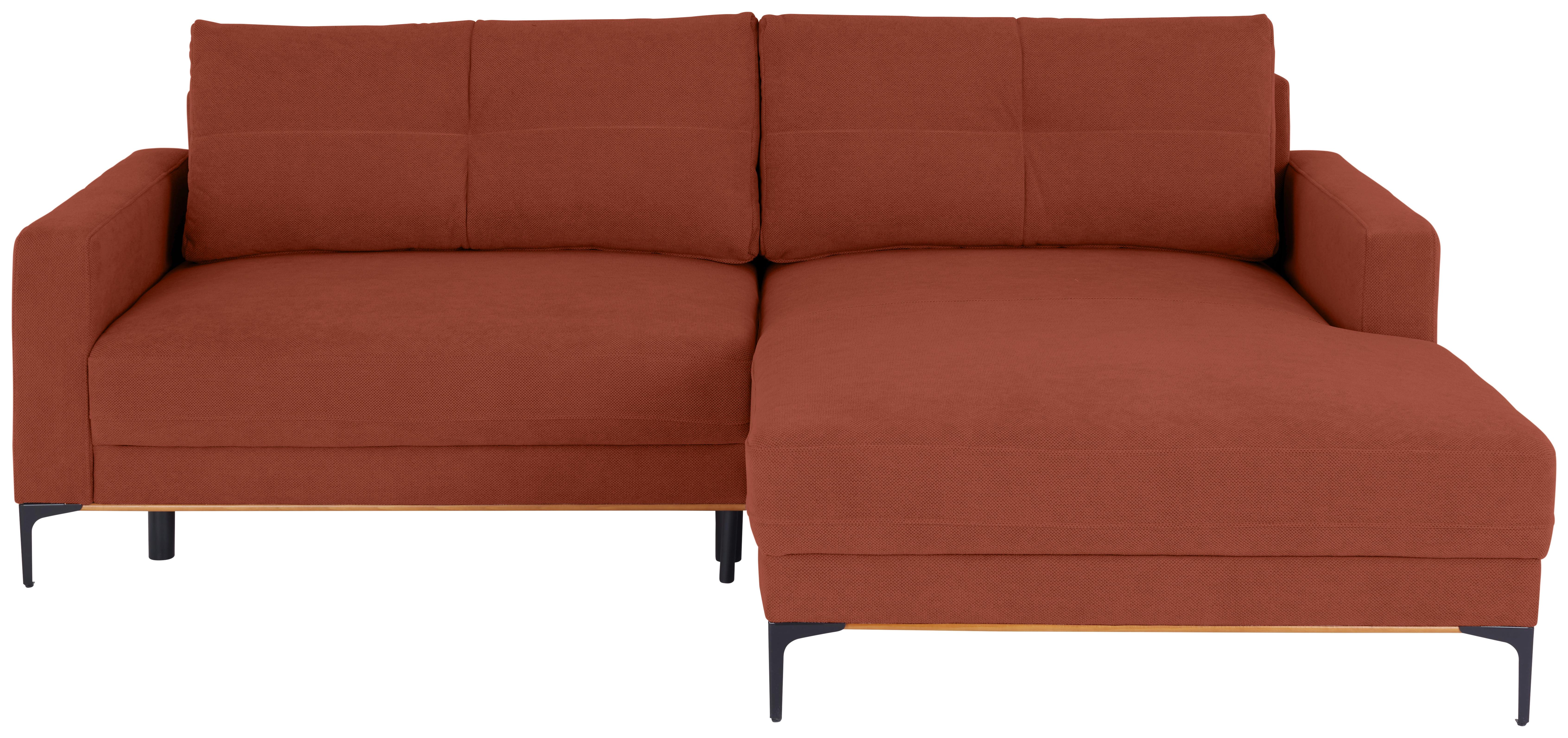Ecksofa Bergamo - Rostfarben/Schwarz, MODERN, Textil (238/162cm) - Ondega