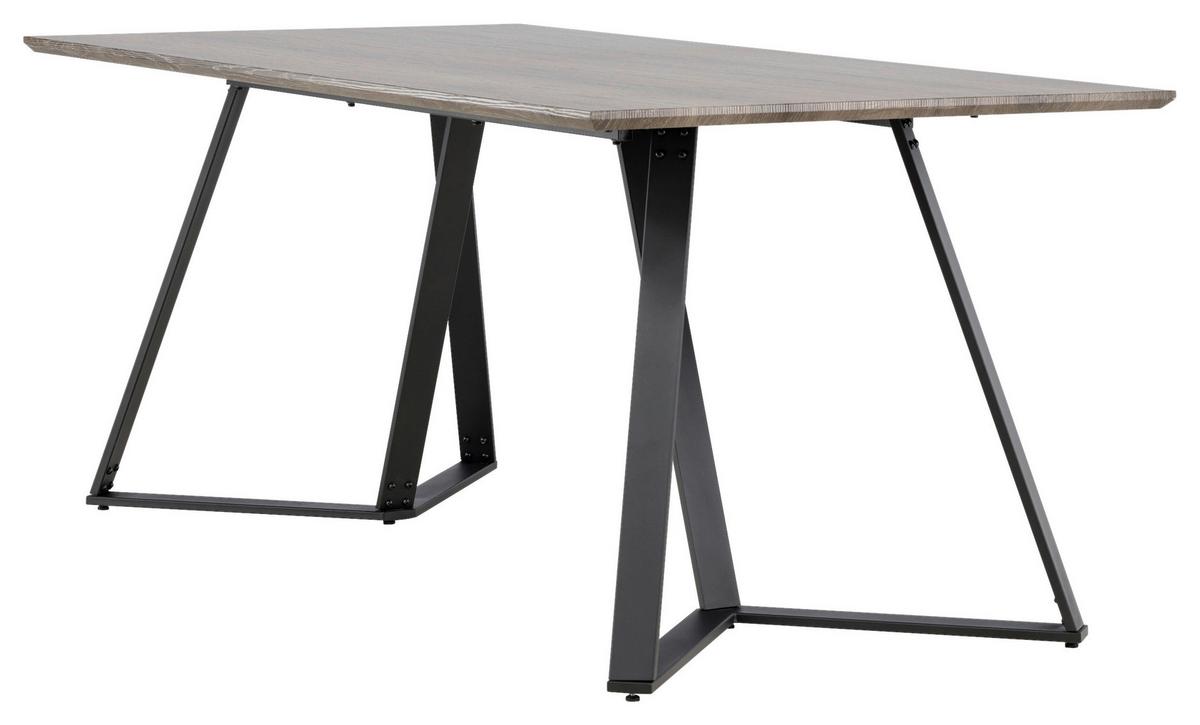 Esstisch Marina - Schwarz/Grau, Design, Holzwerkstoff/Metall (180/90/75cm) - Livetastic