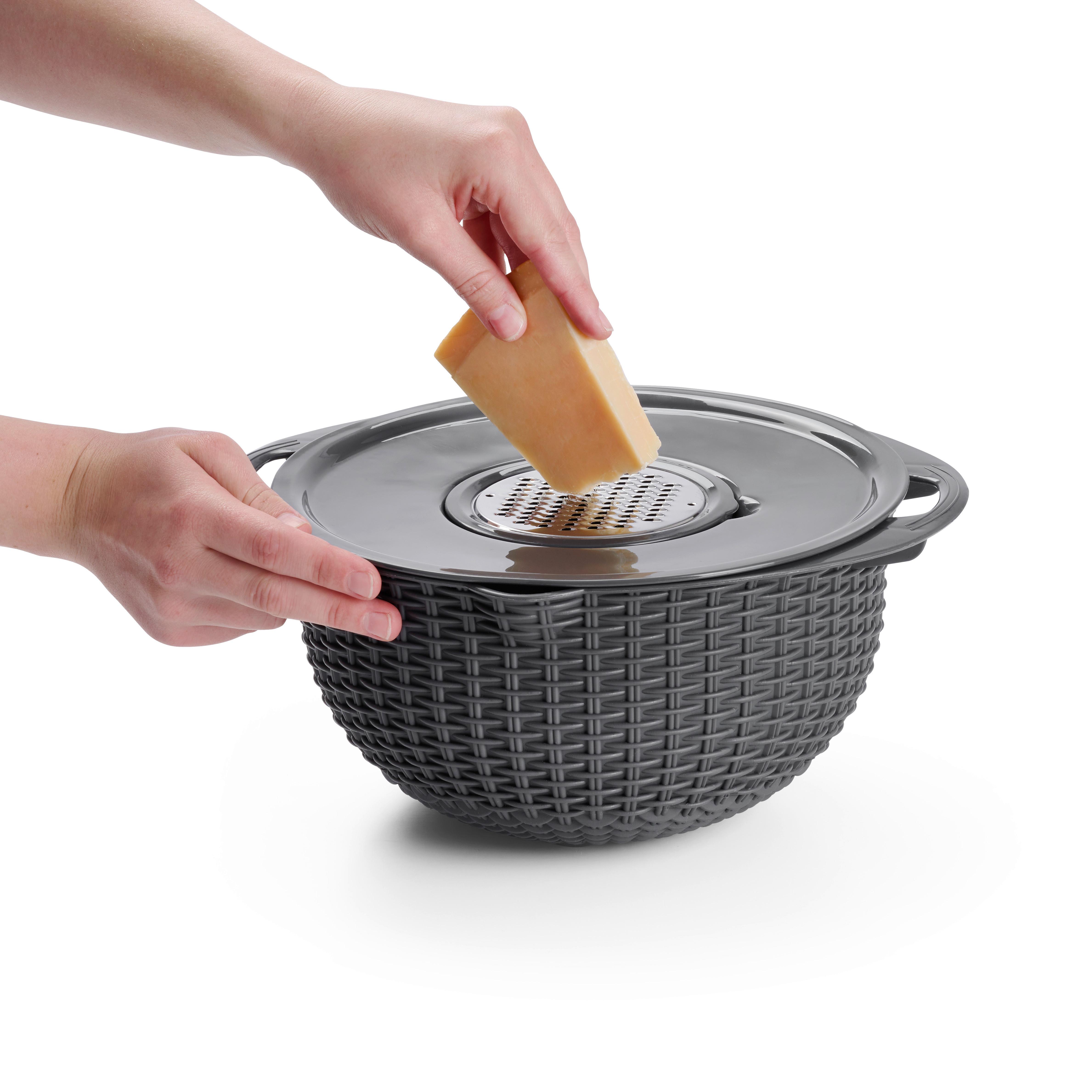 Kuchynské sitko multifunkčné - farba strieborného duba/tmavosivá, Konventionell, kov/plast (32/14cm) - Mömax