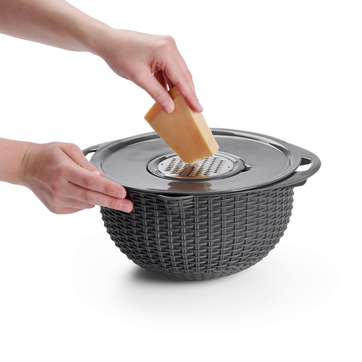 Kuchynské sitko multifunkčné - farba strieborného duba/tmavosivá, Konventionell, kov/plast (32/14cm) - Mömax