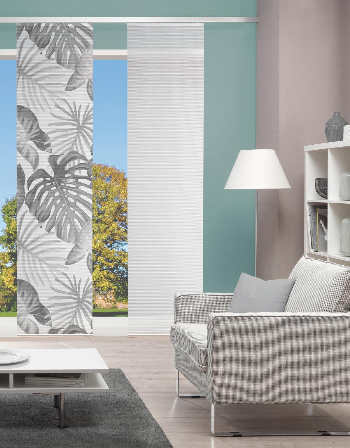 Flächenvorhang Sanja - Grau Hochglanz, Natur, Textil (60/260cm)