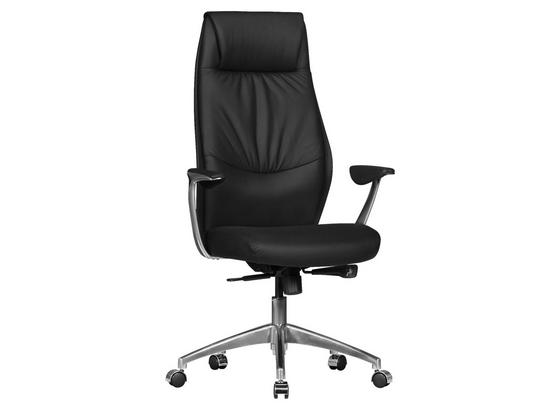 Chefsessel Oxford Echtleder mit Armstützen + Wippfunktion - Silberfarben/Schwarz, MODERN, Leder/Kunststoff (67/117/58cm) - Livetastic Chefsessel Oxford Echtleder mit Armstützen + Wippfunktion - Silberfarben/Schwarz, MODERN, Leder/Kunststoff (67/117/58cm) - Livetastic