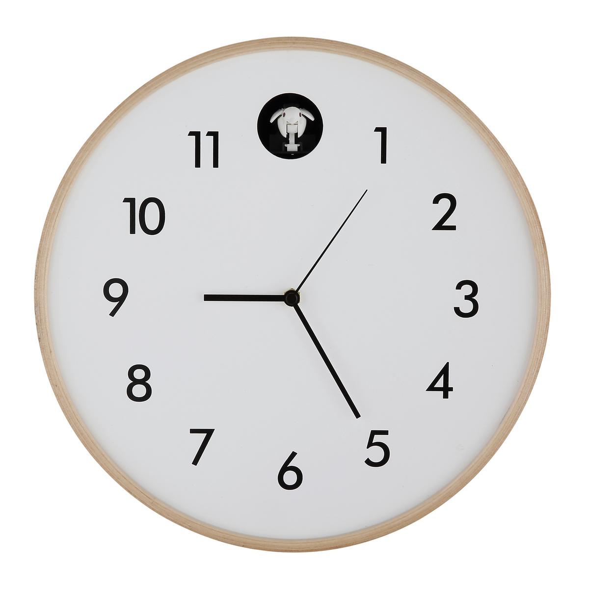 Wanduhr 78284w  Clocky - Schwarz/Naturfarben, Natur, Holz/Holzwerkstoff (31,5cm) - Globo