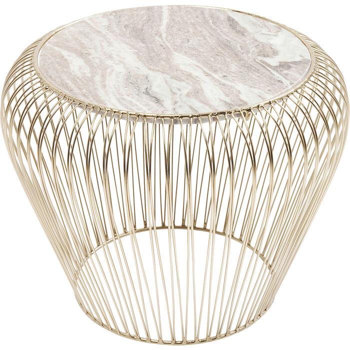 Beistelltisch Beam Grau Marmor Messing - Messingfarben/Creme, Trend, Stein/Metall (43/43/35cm) - Kare-Design