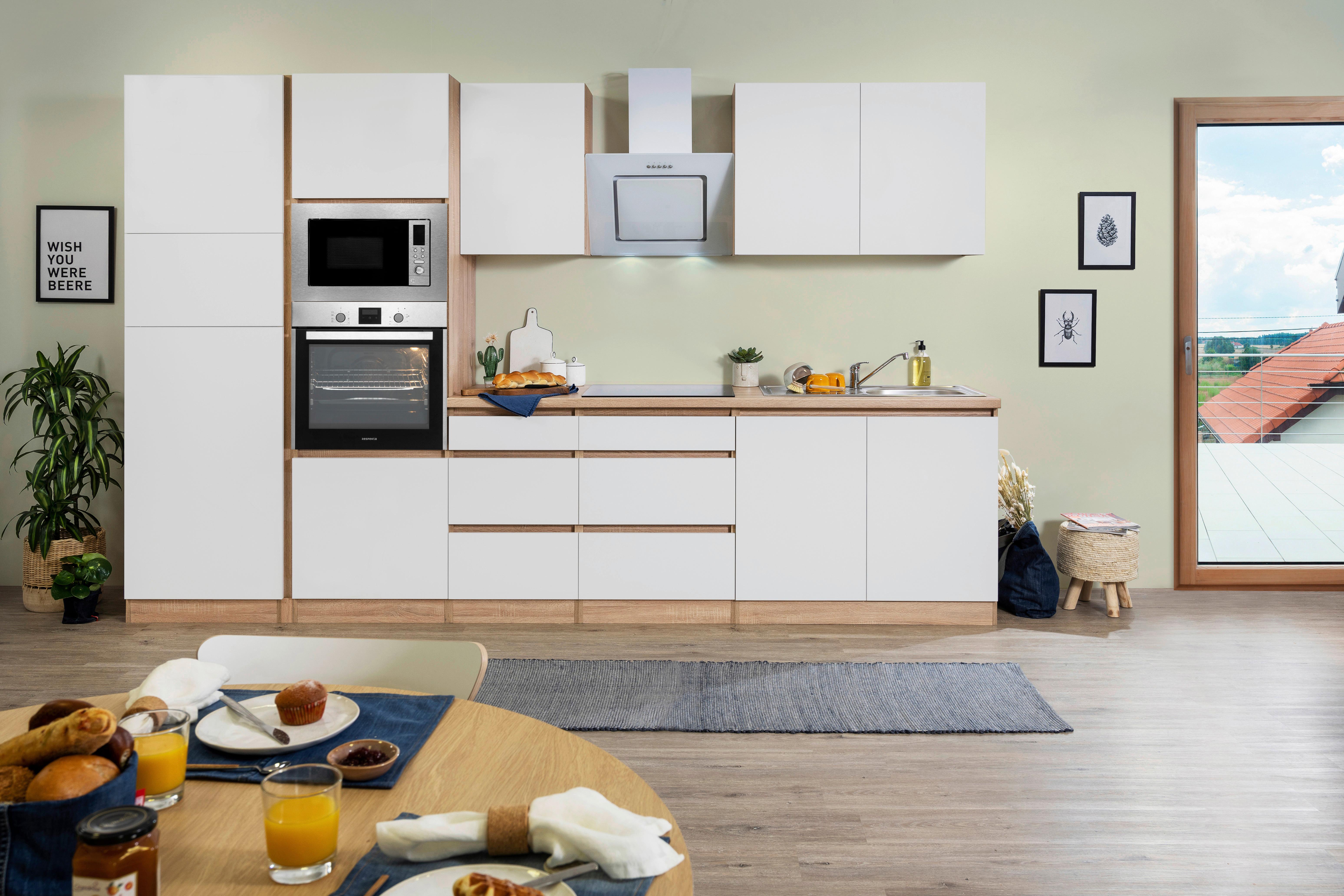 Küchenblock Lorena Küchenblock 335 cm - Eichefarben/Weiß, Basics, Holzwerkstoff (335cm) - Respekta