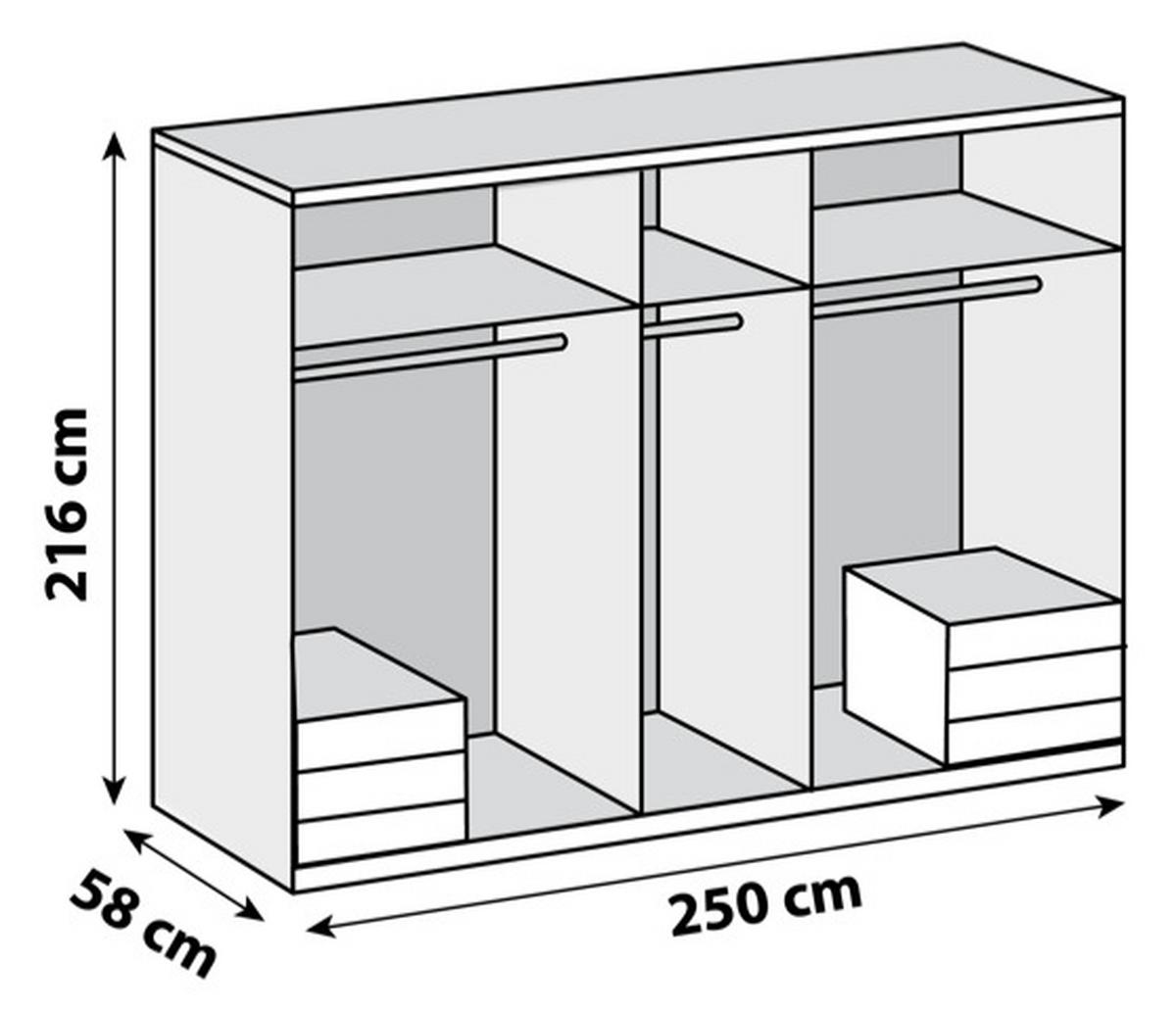 Drehtürenschrank Mit Laden 250cm Level 36a, Weiß/eiche - Eichefarben/Weiß, MODERN, Holzwerkstoff (250/216/58cm) - MID.YOU