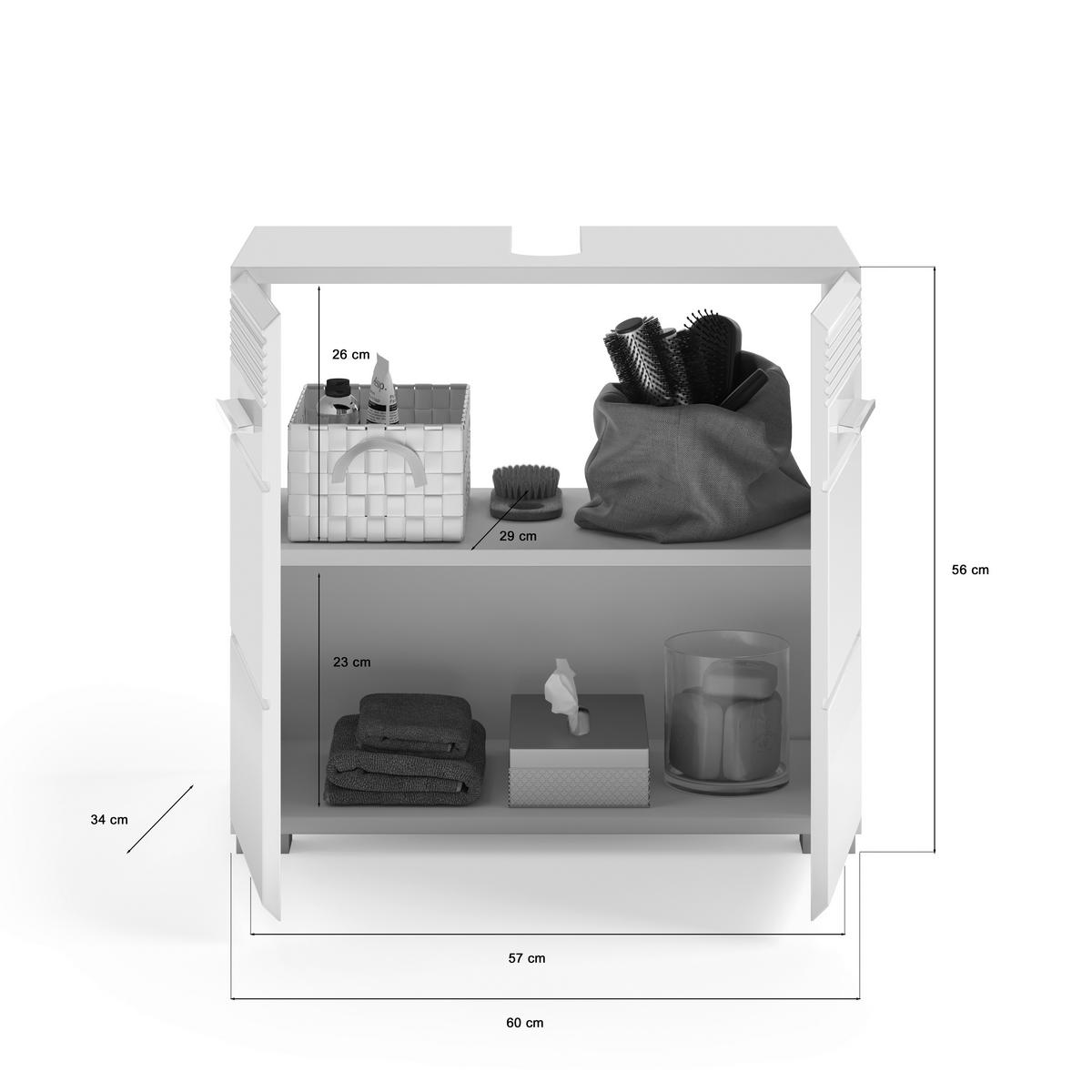 Badezimmer Linus Weiß Hochglanz B: 60cm - Weiß Hochglanz/Silberfarben, MODERN, Glas/Holzwerkstoff (60/182/34cm) - MID.YOU