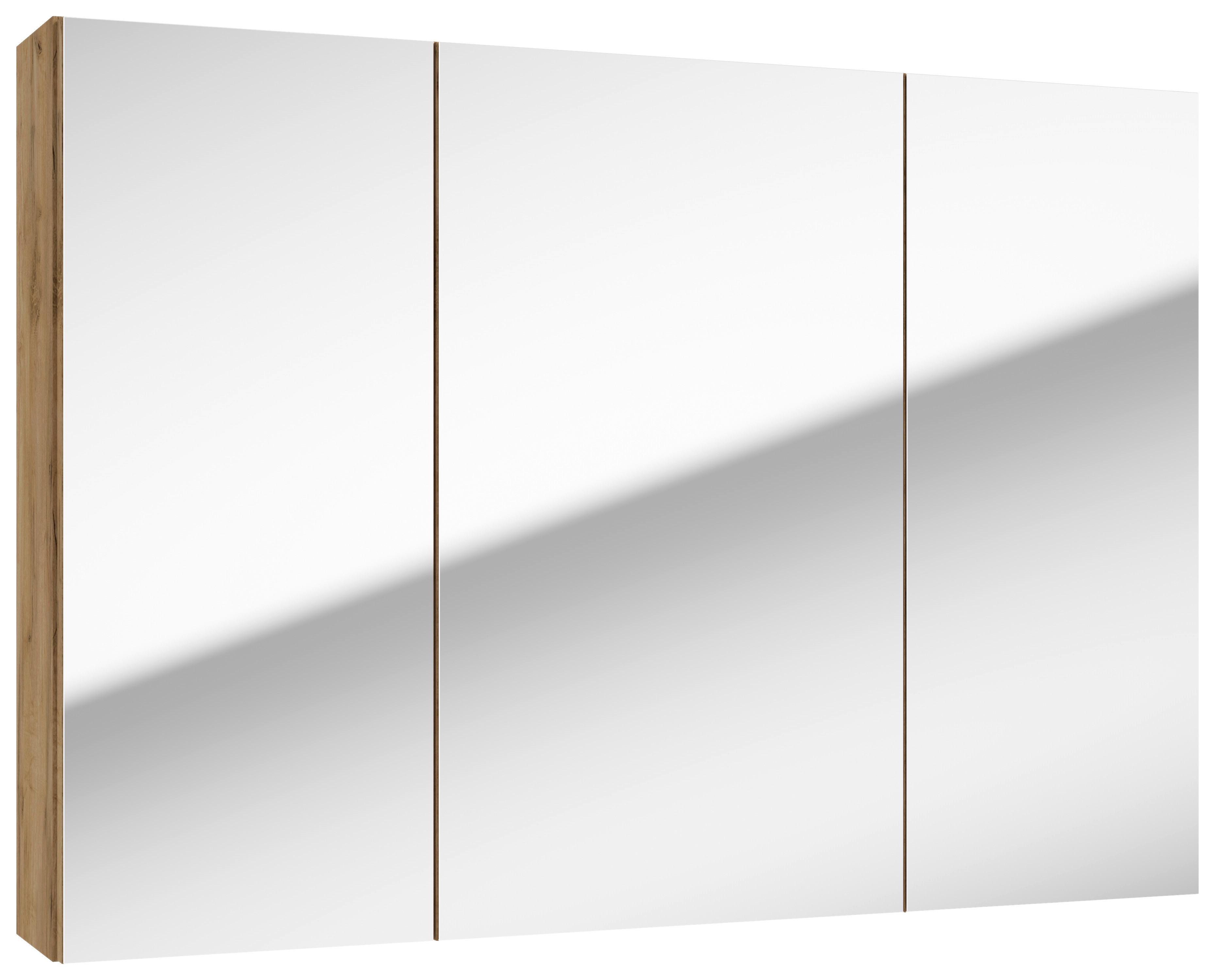 Spiegelschrank Locca Sps BxHxT: 85x60x15 cm Eiche Dekor - Eichefarben/Erlefarben, KONVENTIONELL, Glas/Holzwerkstoff (85/60/15cm) - MID.YOU
