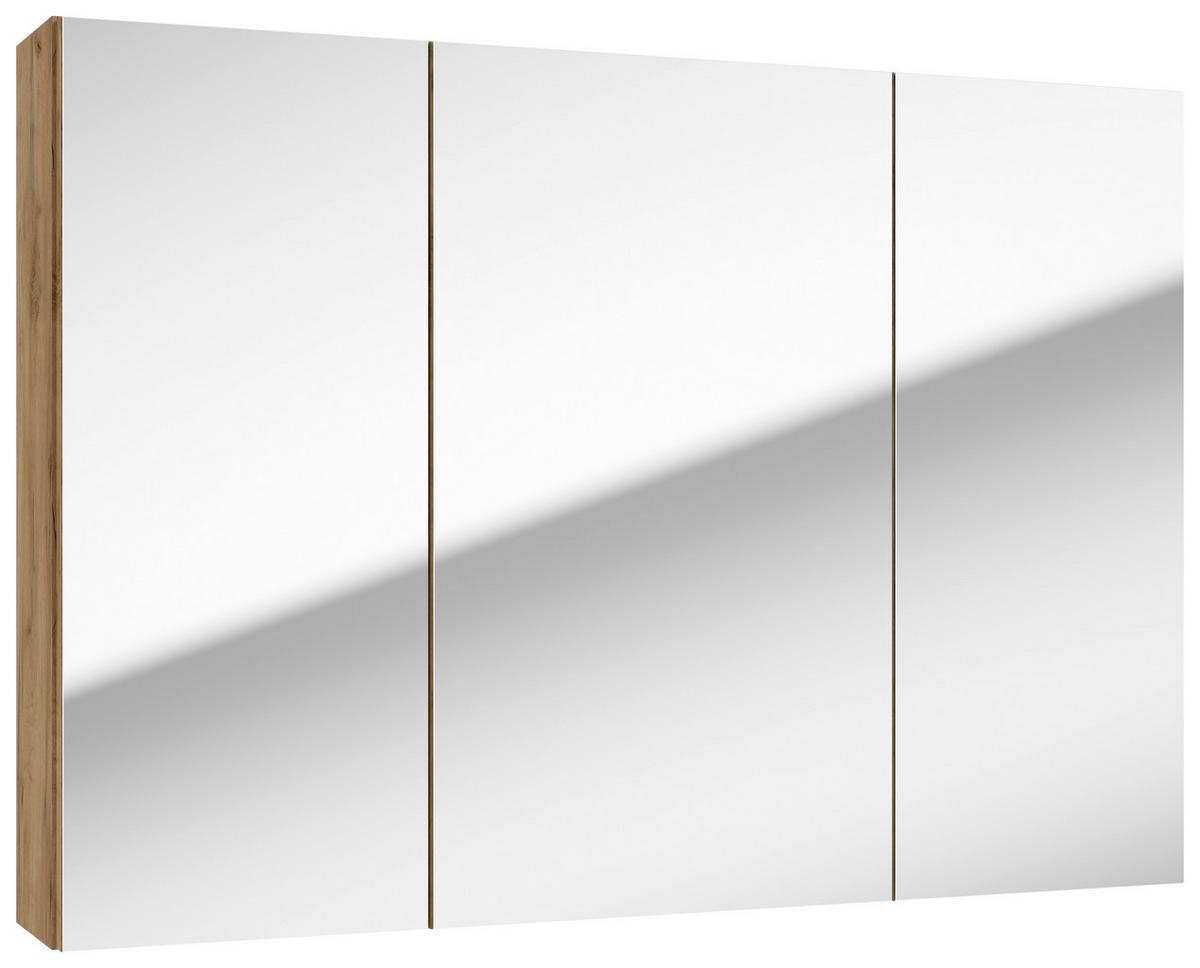 Spiegelschrank Locca Sps Bxhxt: 85x60x15 Cm Eiche Dekor - Eichefarben/Erlefarben, KONVENTIONELL, Glas/Holzwerkstoff (85/60/15cm) - MID.YOU