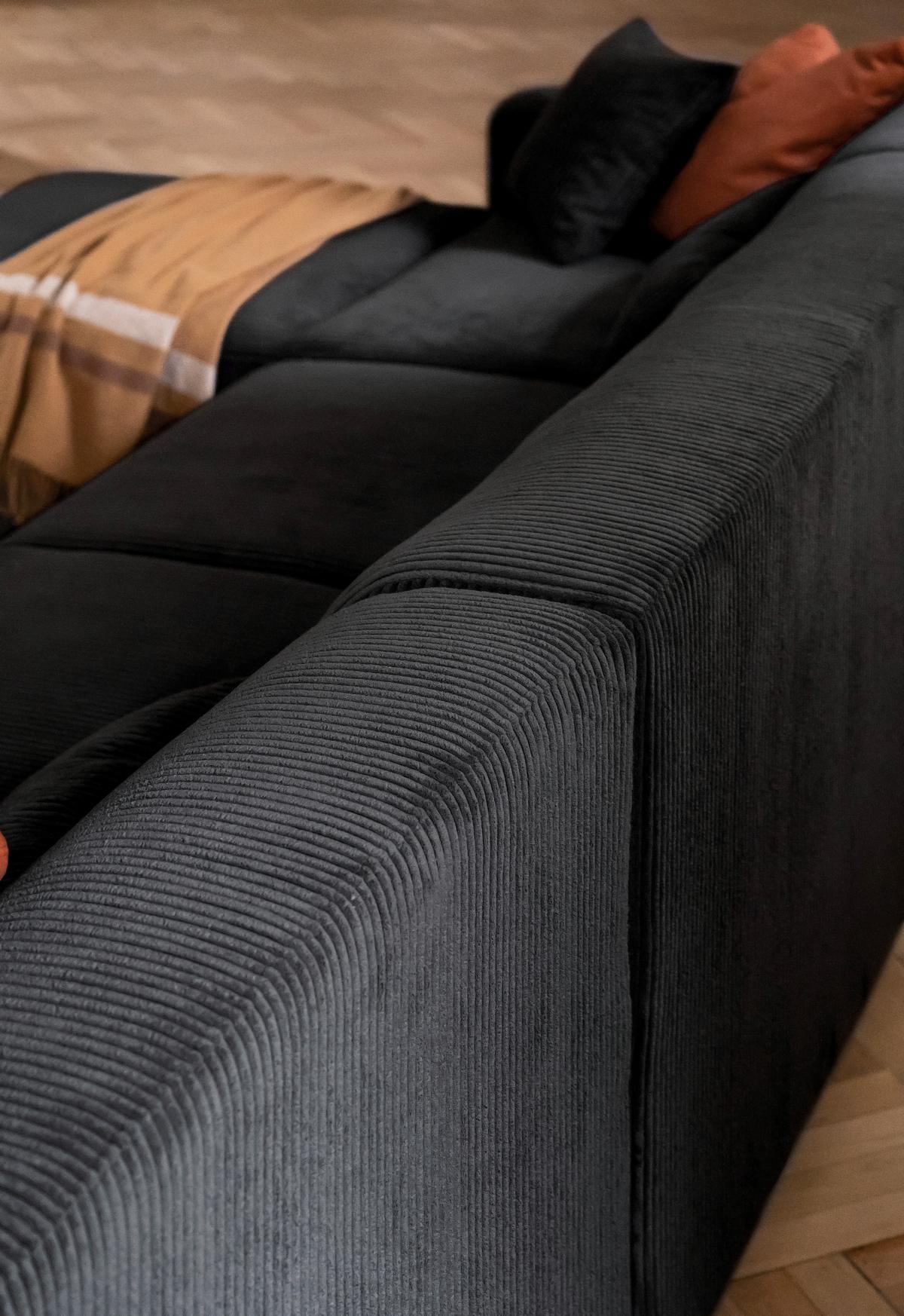 Wohnlandschaft Cuddly Mia Dunkelgrau B: 326 cm - Dunkelgrau/Schwarz, Textil (165/330/192cm) - MID.YOU