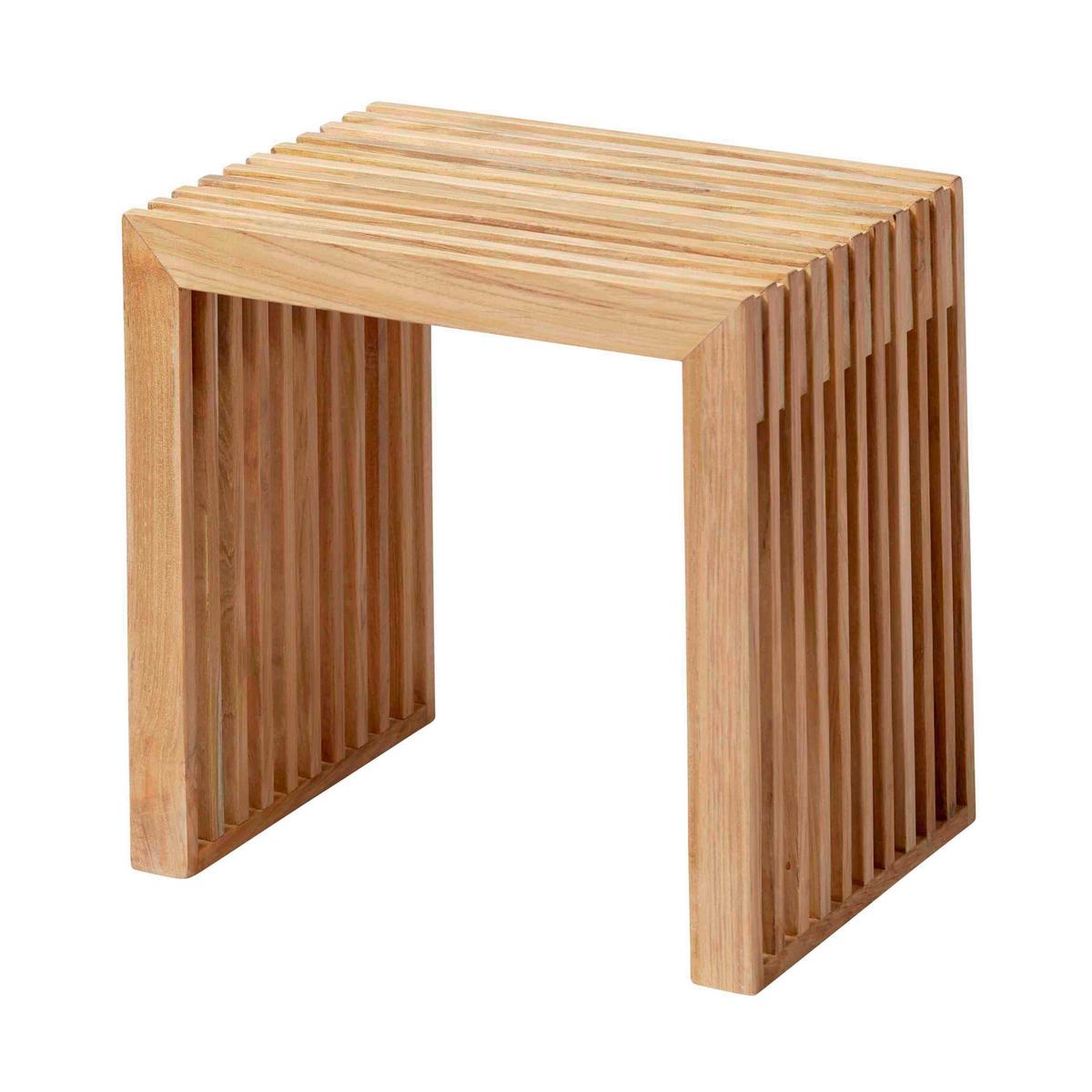 HOCKER RIB - Teakfarben, KONVENTIONELL, Holz (45/43/35cm) - MID.YOU
