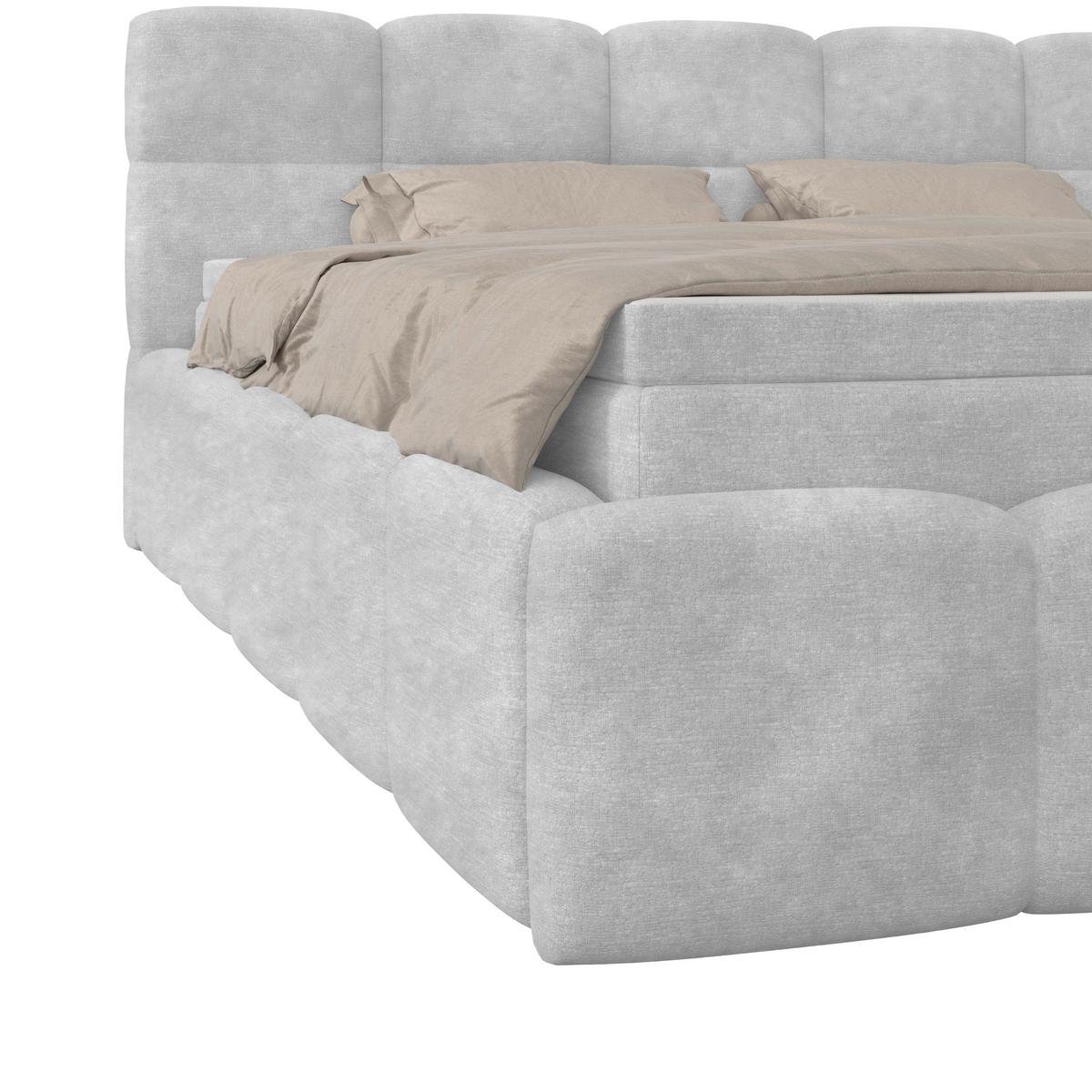 Polsterbett Noe Hellgrau 180x200 cm - Hellgrau/Schwarz, Trend, Textil/Metall (180/200cm)