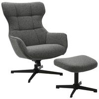 Relaxsessel Bogota Leinenoptik Grau, 360° Drehbar - Schwarz/Grau, MODERN, Textil/Metall (76/101/86cm) - Luca Bessoni
