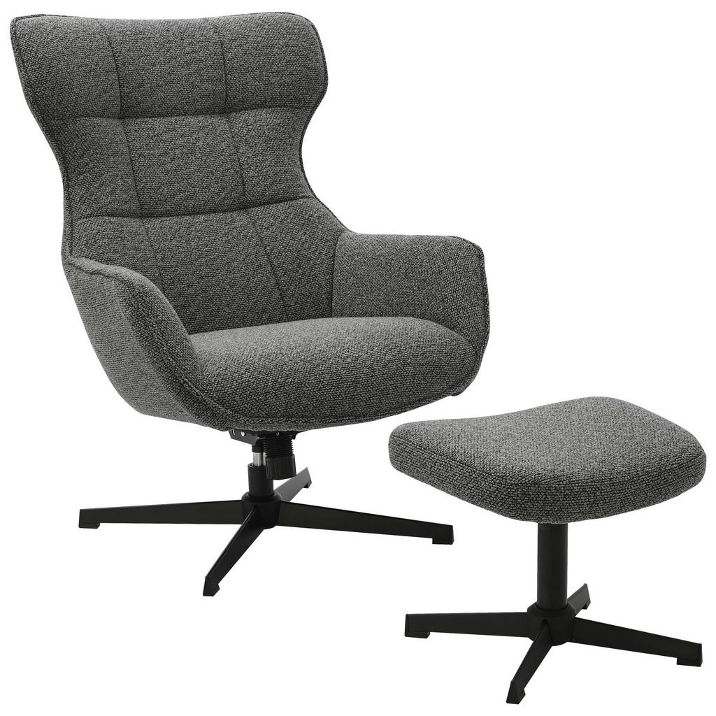 Relaxsessel Bogota Leinenoptik Grau, 360° drehbar