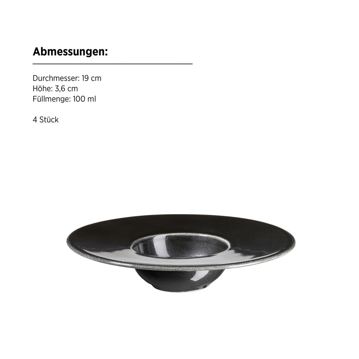 Tellerset Angry Schwarz, 4-Teilig - Schwarz, Trend, Keramik (19cm) - Mäser