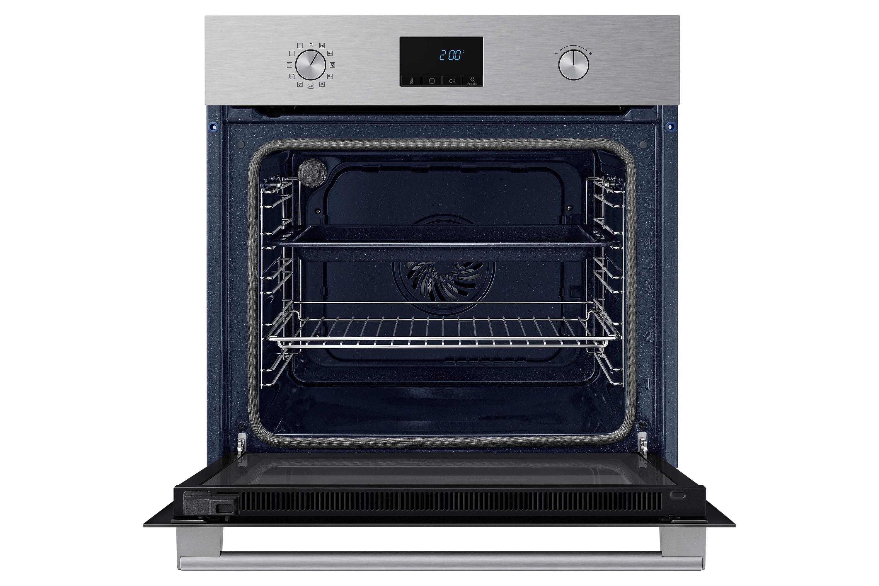 Einbaubackofen Nv68a1170bs/Ol - Silberfarben/Schwarz, Design, Glas/Metall (59,5/59,5/57cm) - Samsung