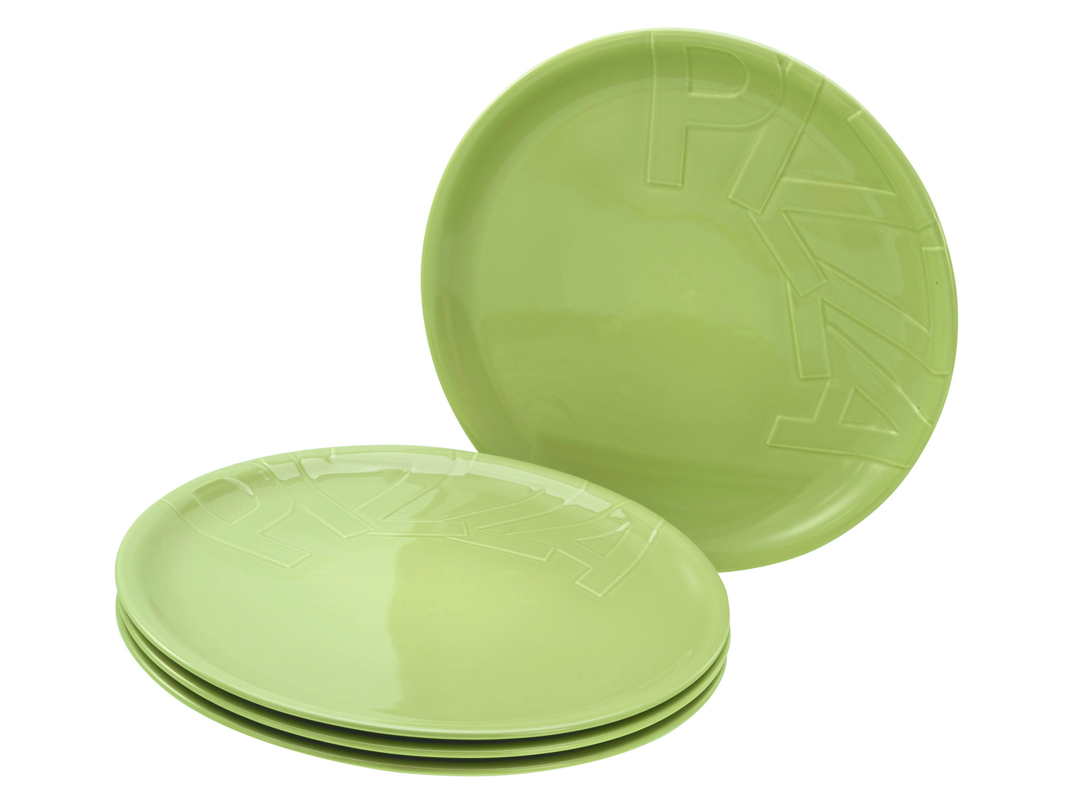 Tanier na pizzu GOURMET, 4-dielny - zelená, Trend, keramika (32cm) - Creatable